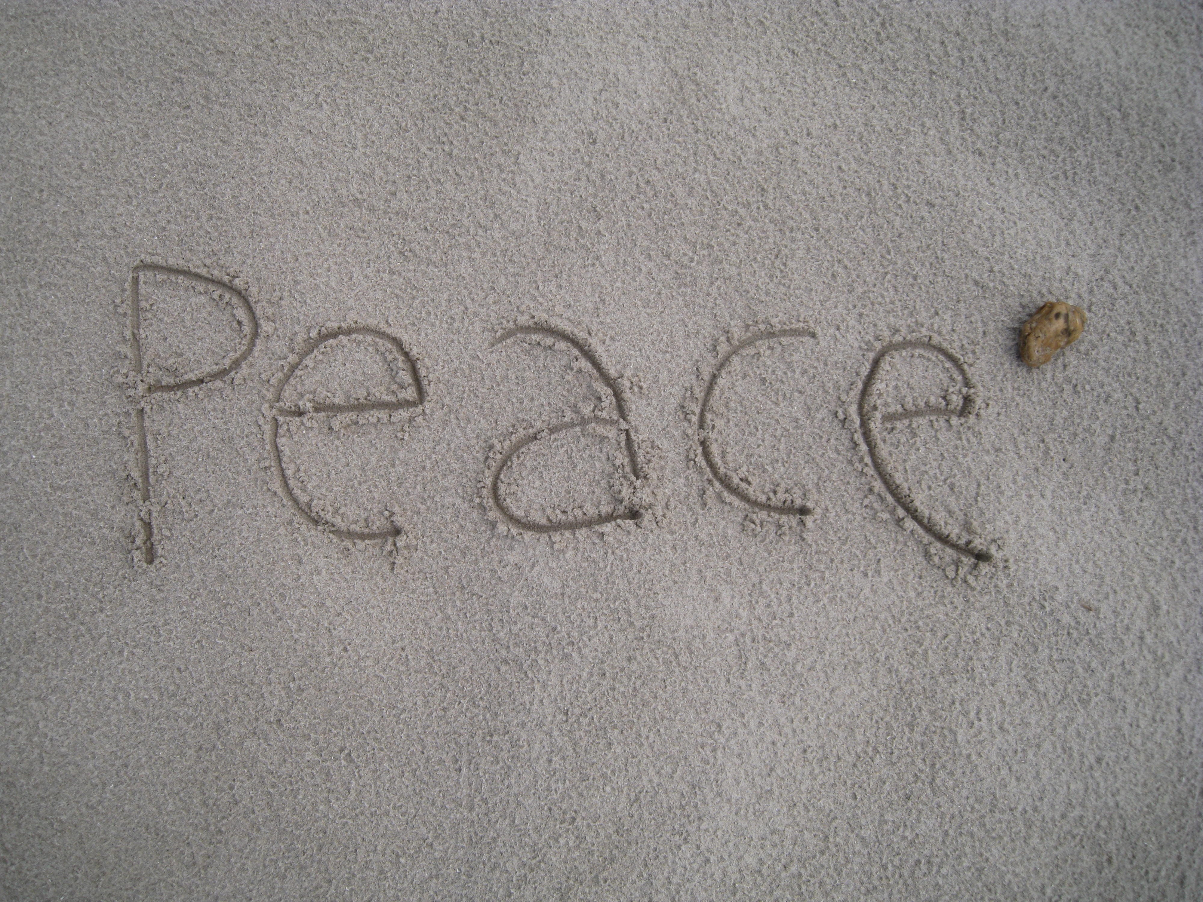 Peace, Beach, Sand, Sol, Summer, text, single Word, writing