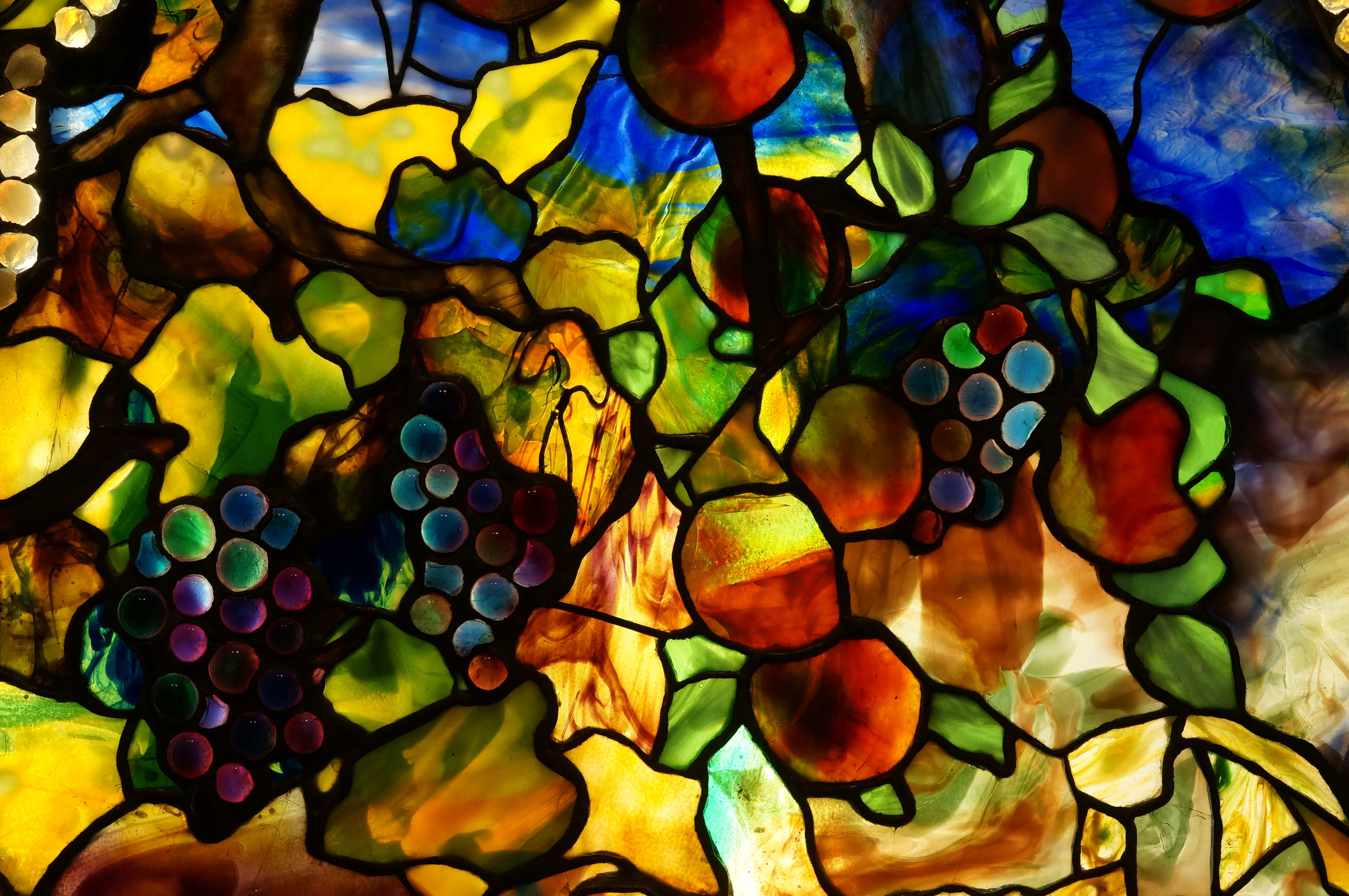 tiffany, stained glass, autumn, window, design, pattern, mosaic