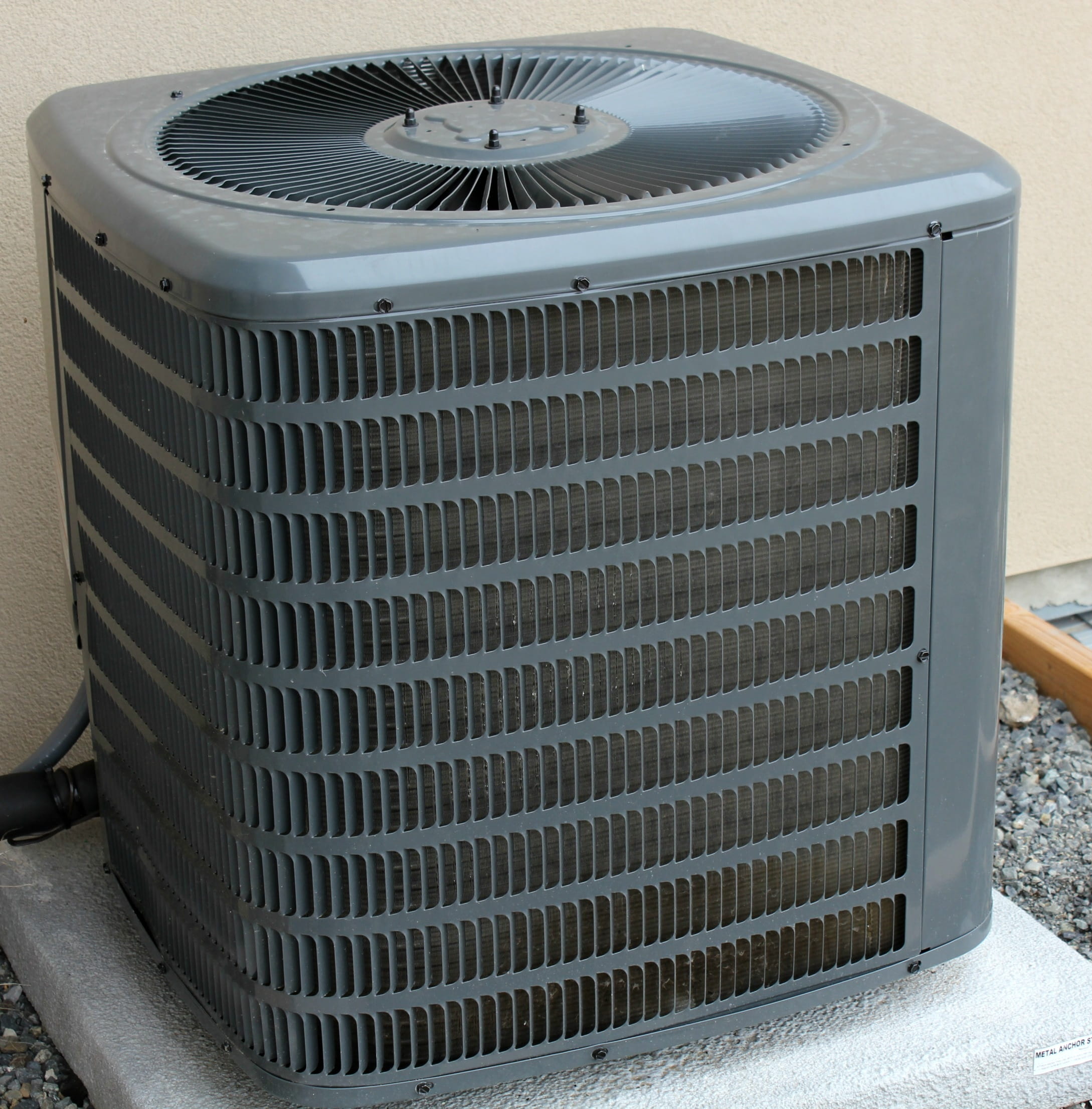 gray air condenser on gray concrete surface, Air Conditioner
