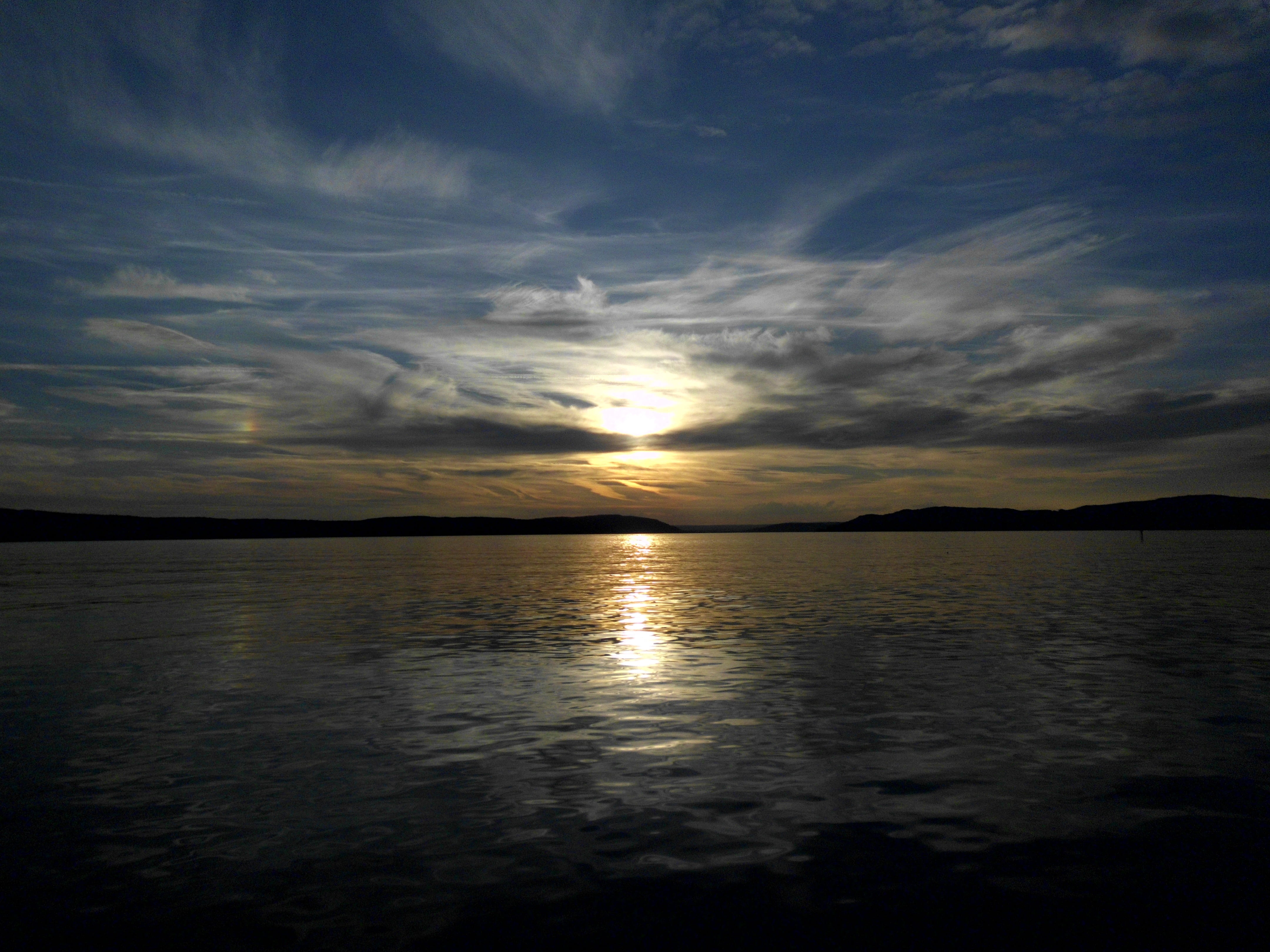 sunset, water, lake, clouds, sky, reflection, cloud - sky, tranquility