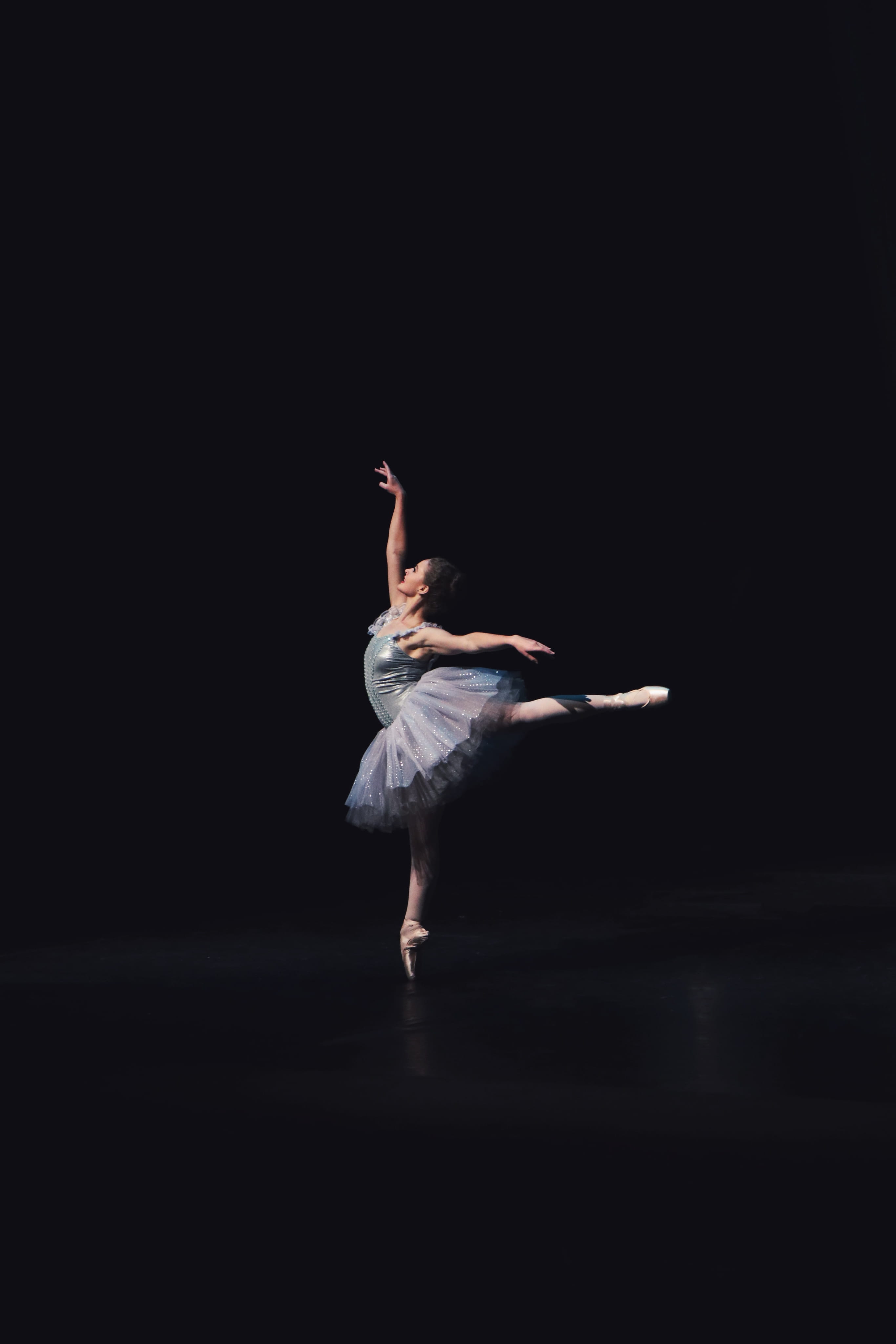 photography of dancing ballerina, ballerina pointing her hand upward