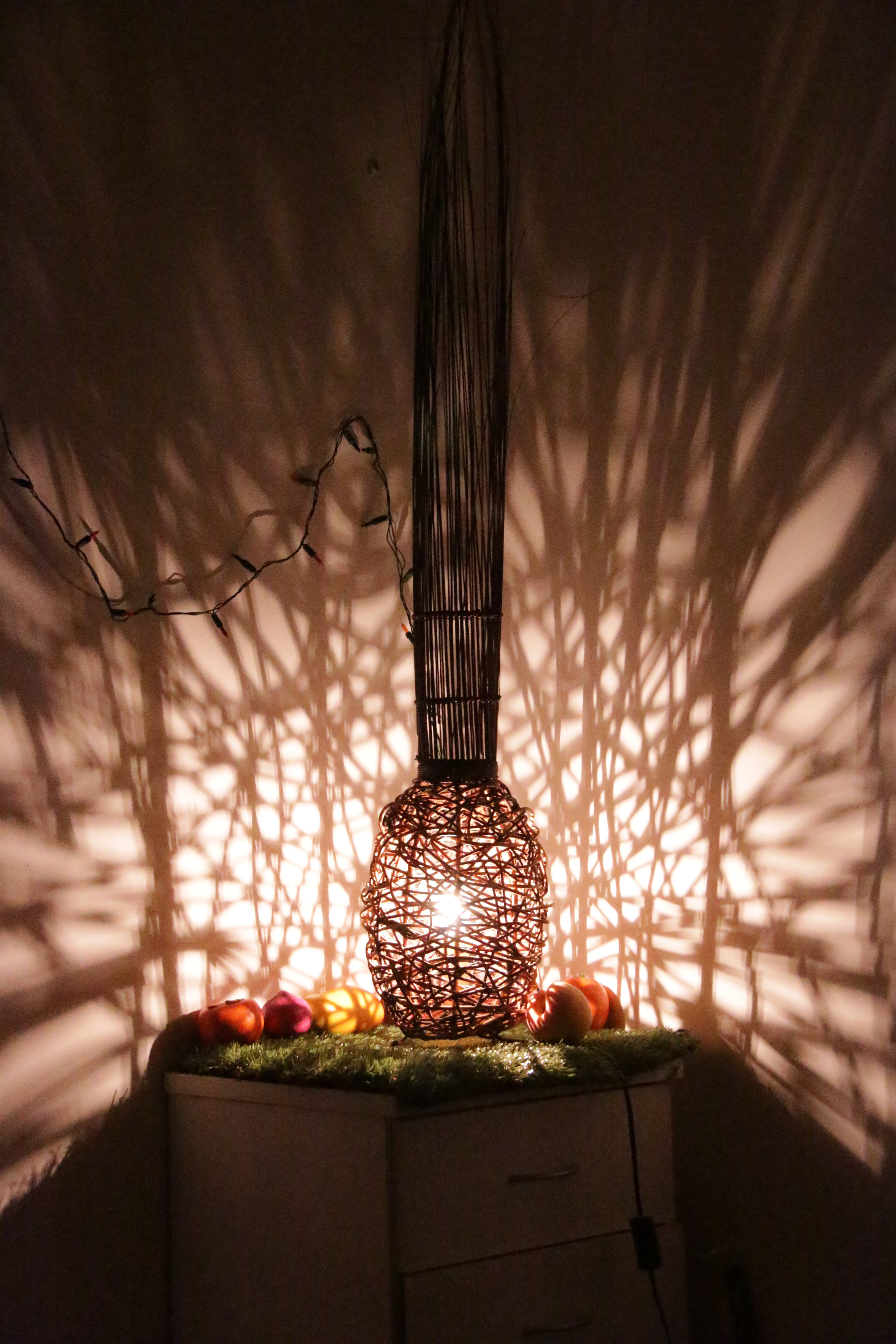lamp, pattern, light, shadows, table, decor, indoors, tree