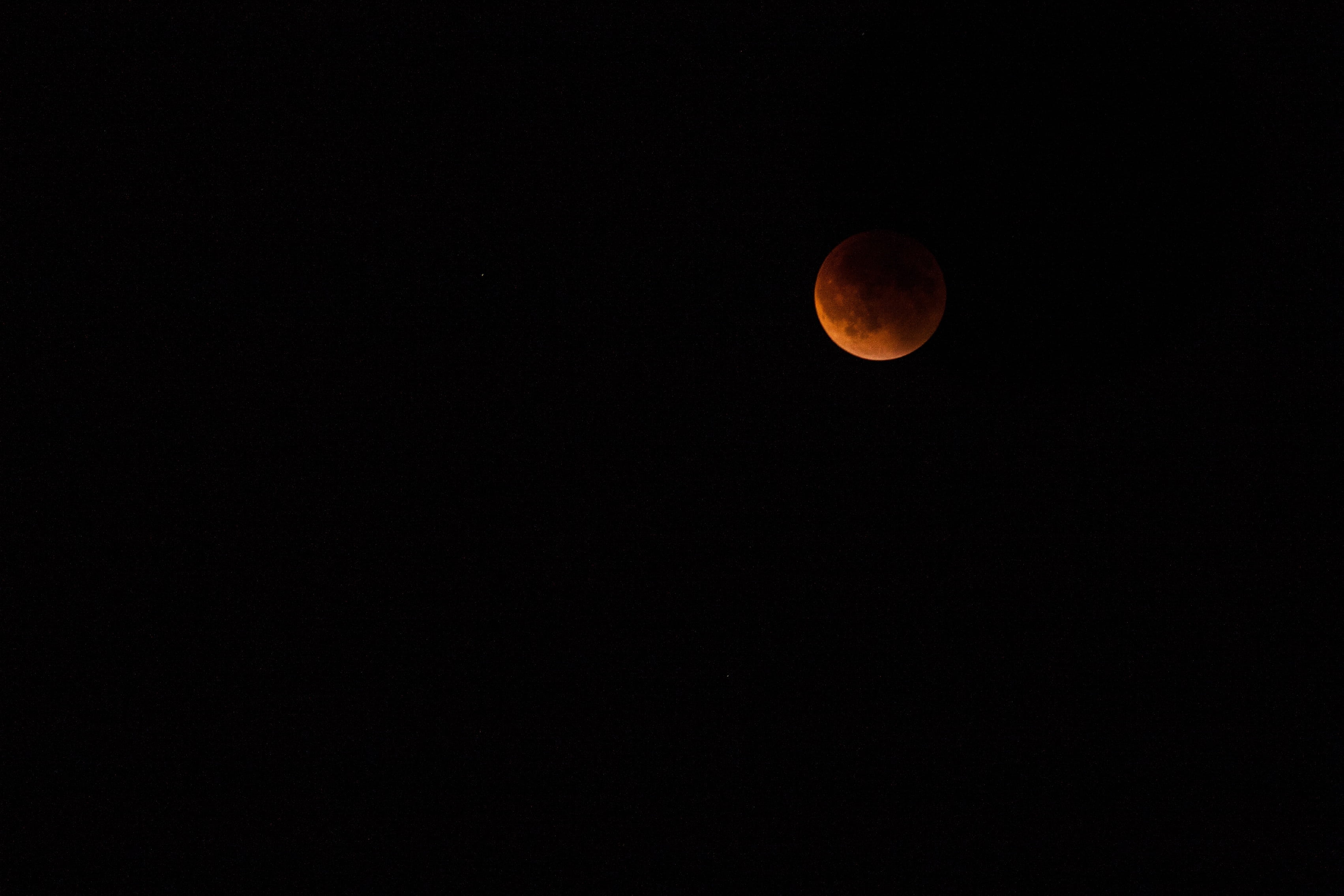 moon at nighttime, lunar eclipse, sky, orange, astronomy, shadow