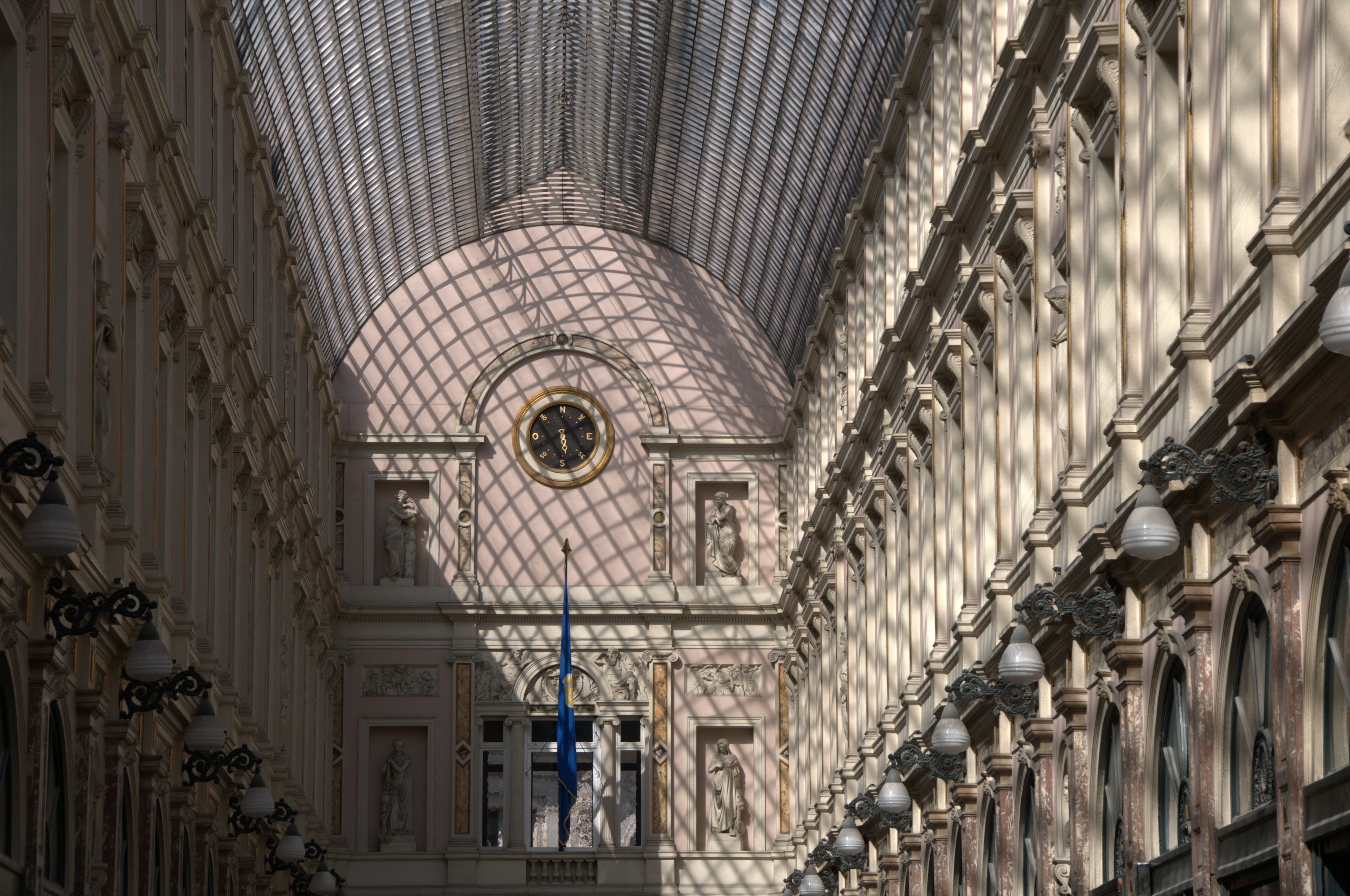 shopping centre, facets, window, sky, light, shadow, structure
