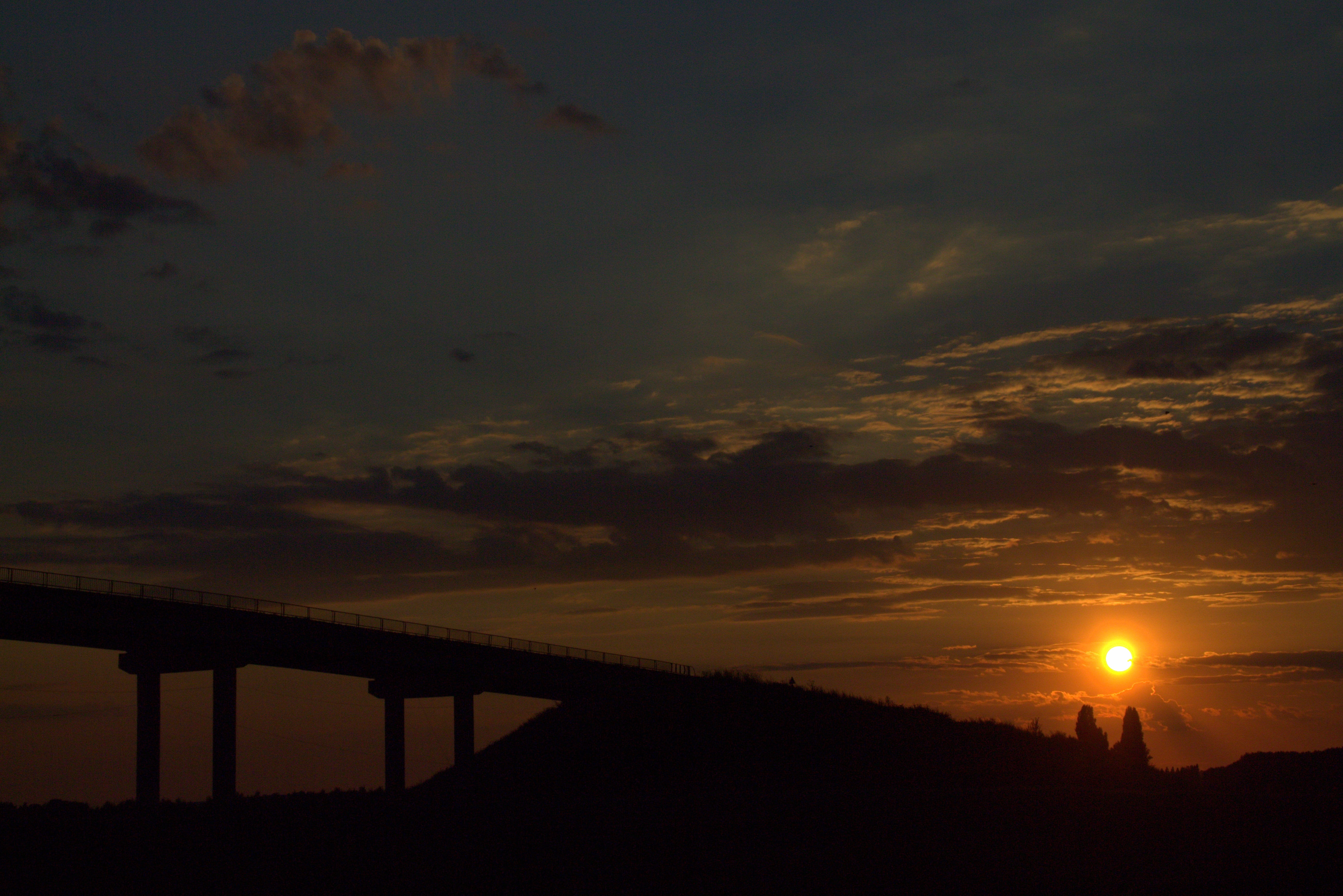 sunset, bridge, sky, cloud, red, in the evening, cloud - sky