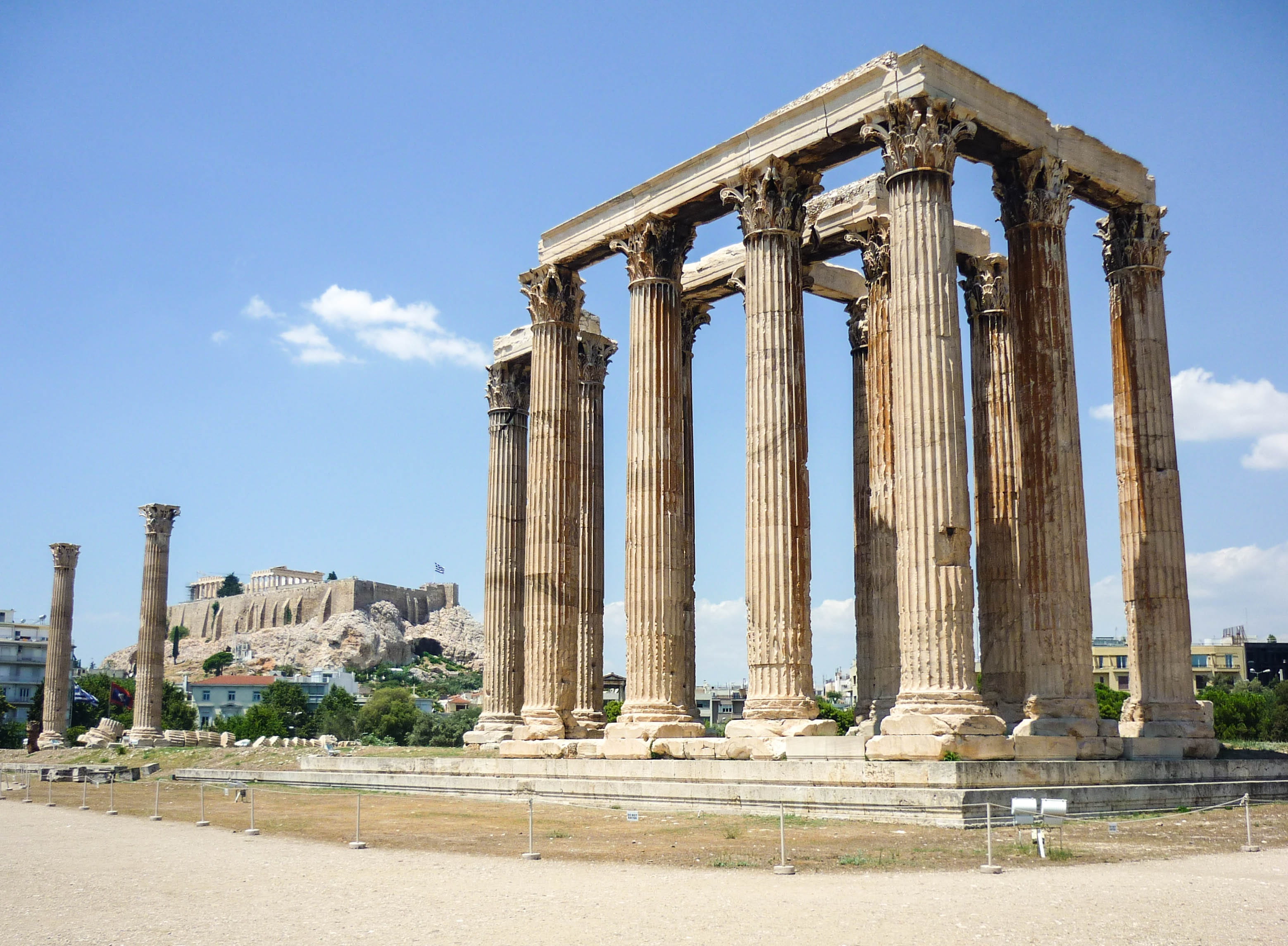 photo of white concrete pillars, temple, athens, greece, architecture