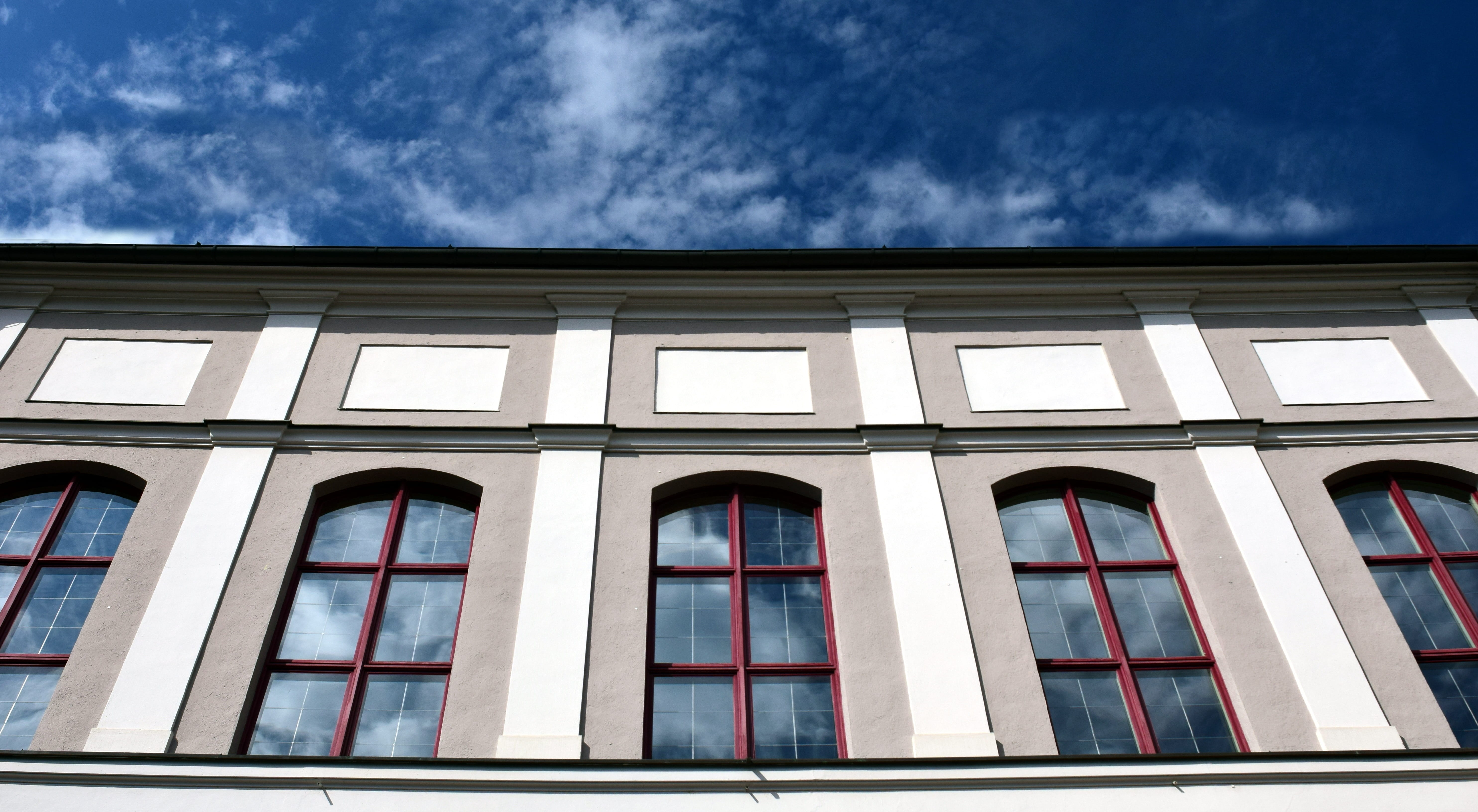 mirroring, clouds, cloud reflection, window, facade, building