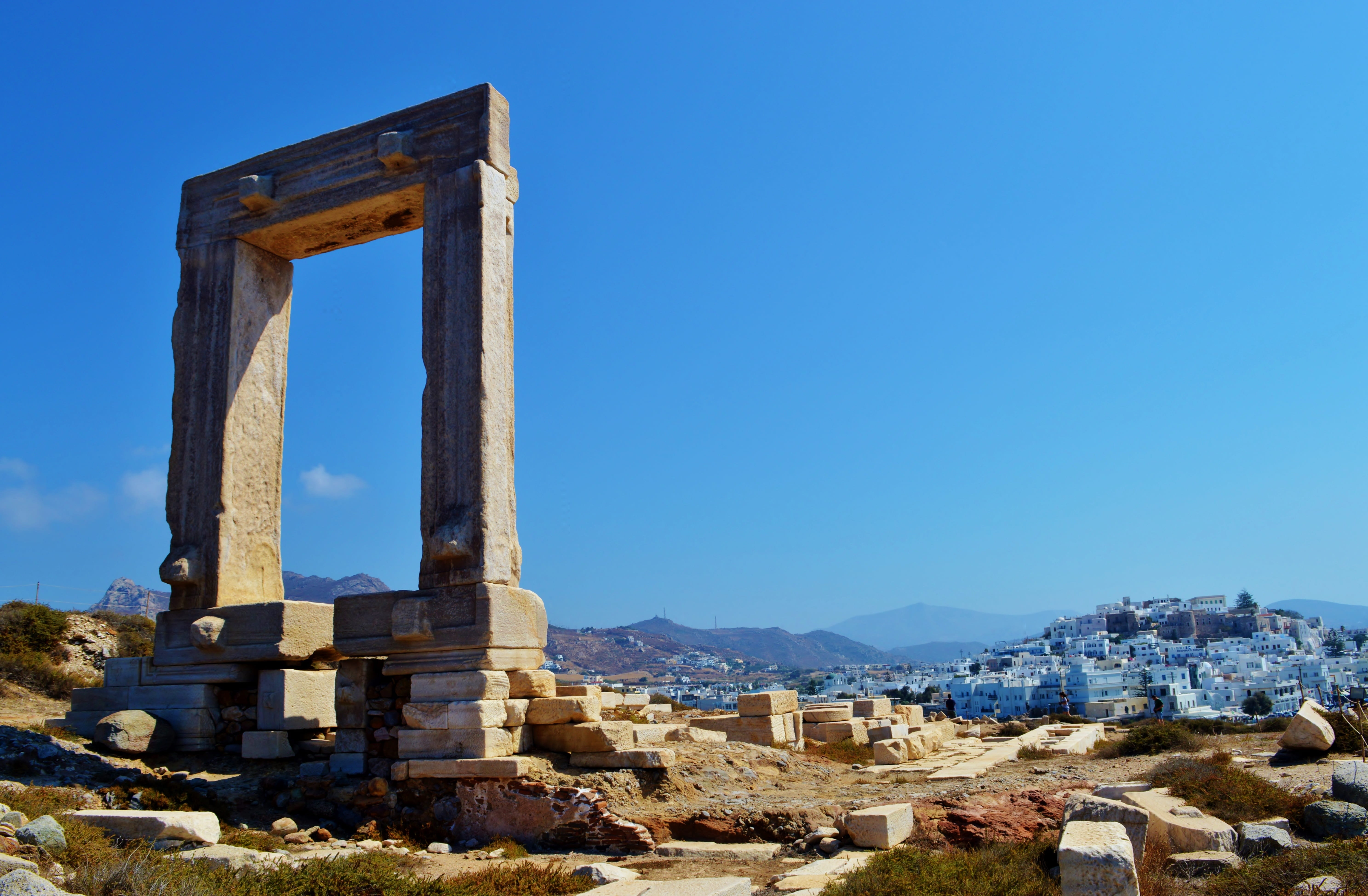 gray concrete arch, naxos, greece, cyclades, europe, architecture