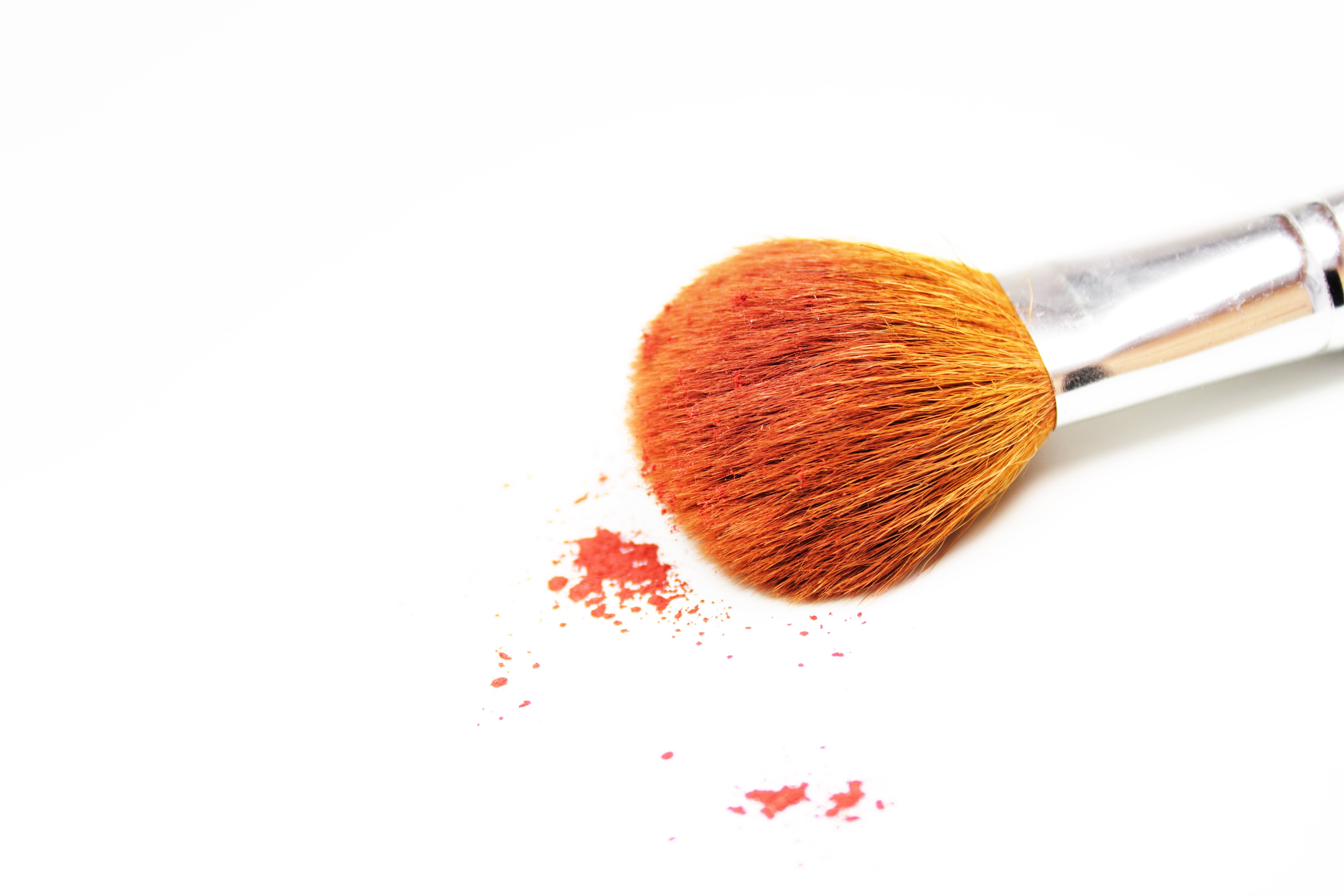 orange makeup brush, isolated, beauty, woman, cosmetics, beauty Product