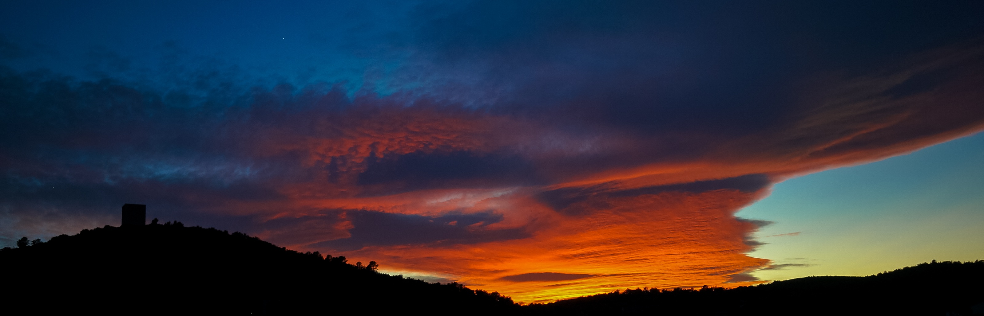 sunset, castle, ulldecona, sky, clouds, cloud - sky, silhouette