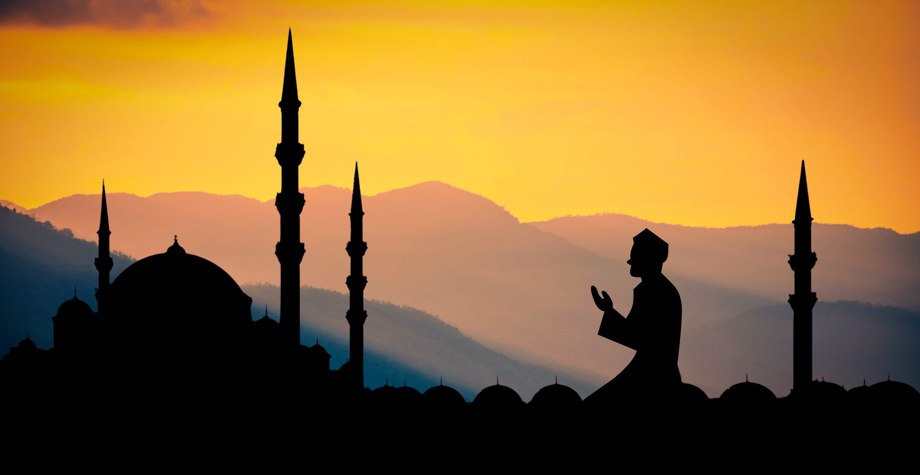 silhouette of man praying on temple, ramadan, masjid, islamic