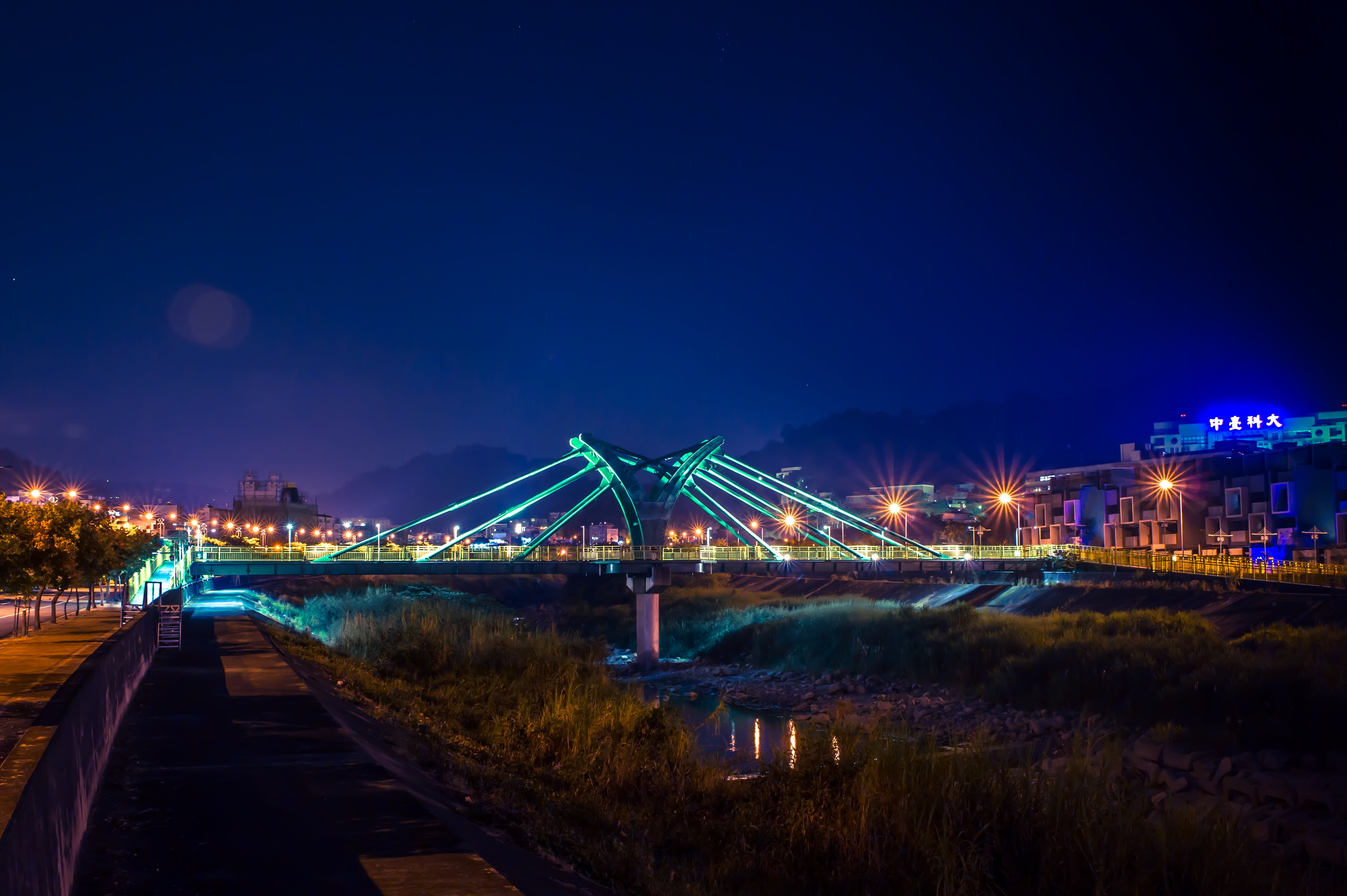 night view, bridge, shadow, illuminated, architecture, built structure