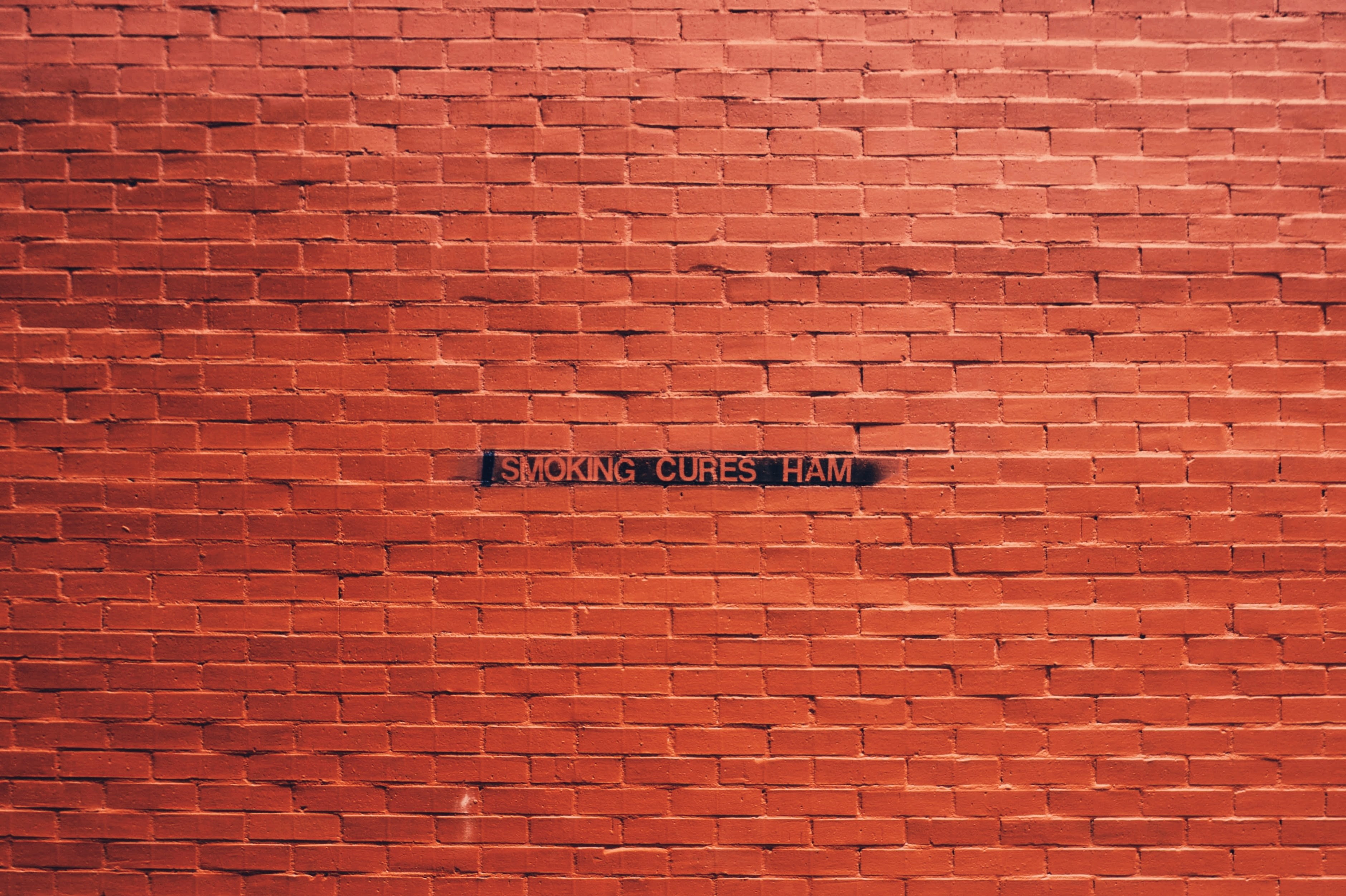 bricks, orange, wall, brickwork, text, communication, western script