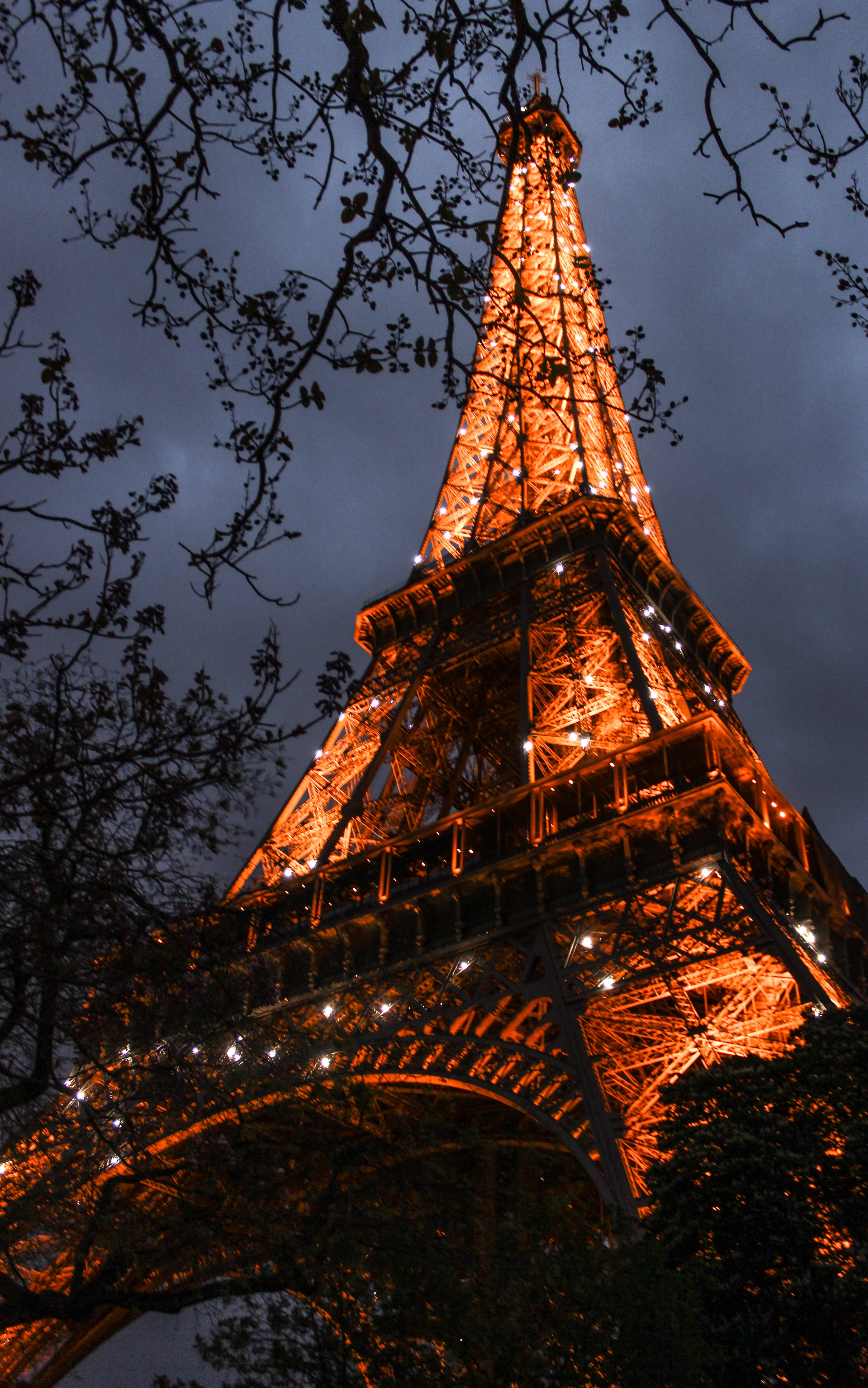 Eiffel Tower, Paris, France, night, illuminated, lighting, lights