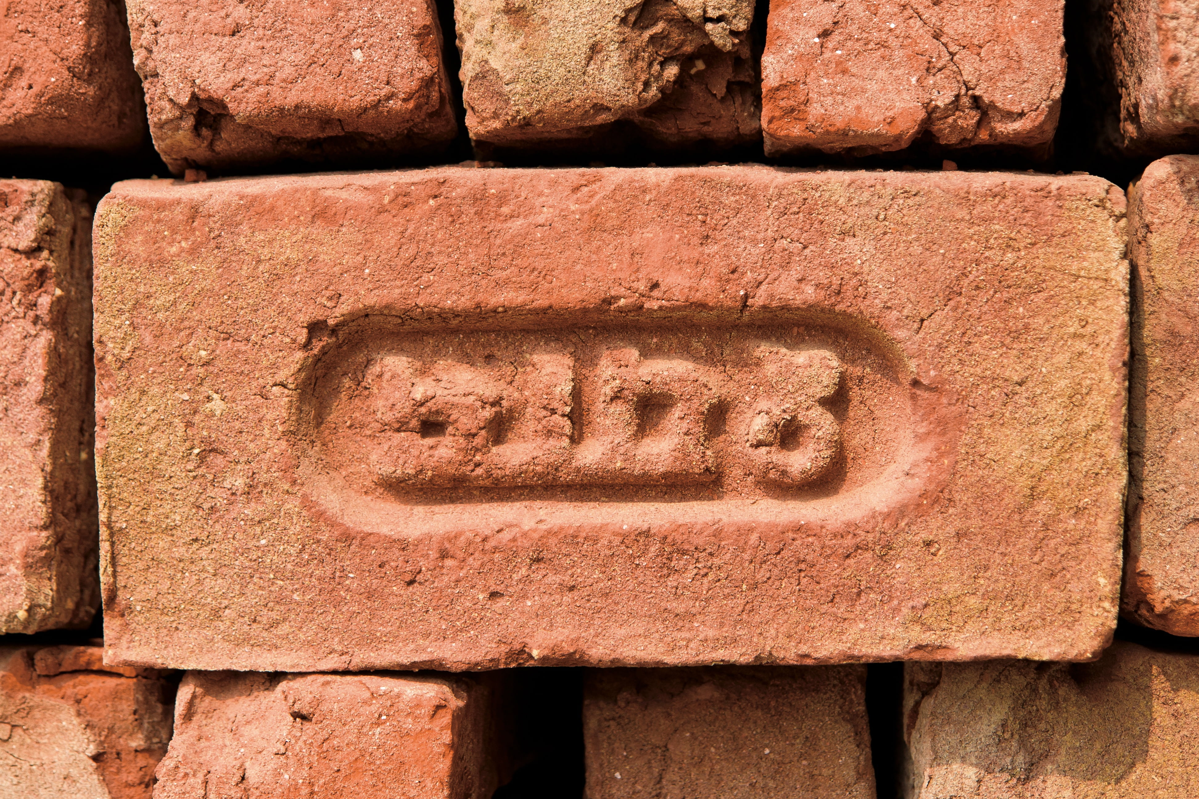 red, brick, inscriptive, indian, sanskrit, text, western script
