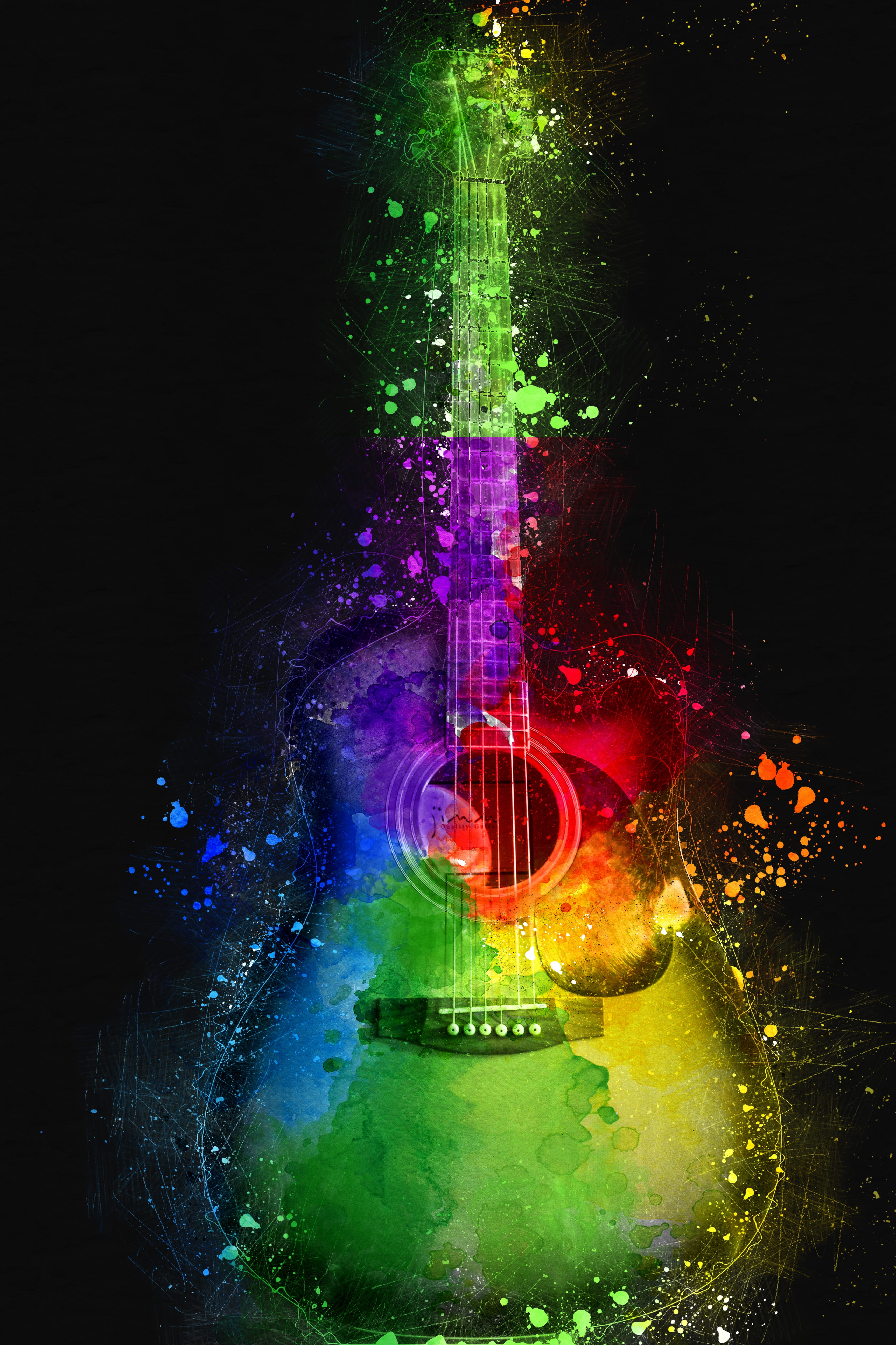 multicolored single cutaway guitar wallpaper, acoustic guitar