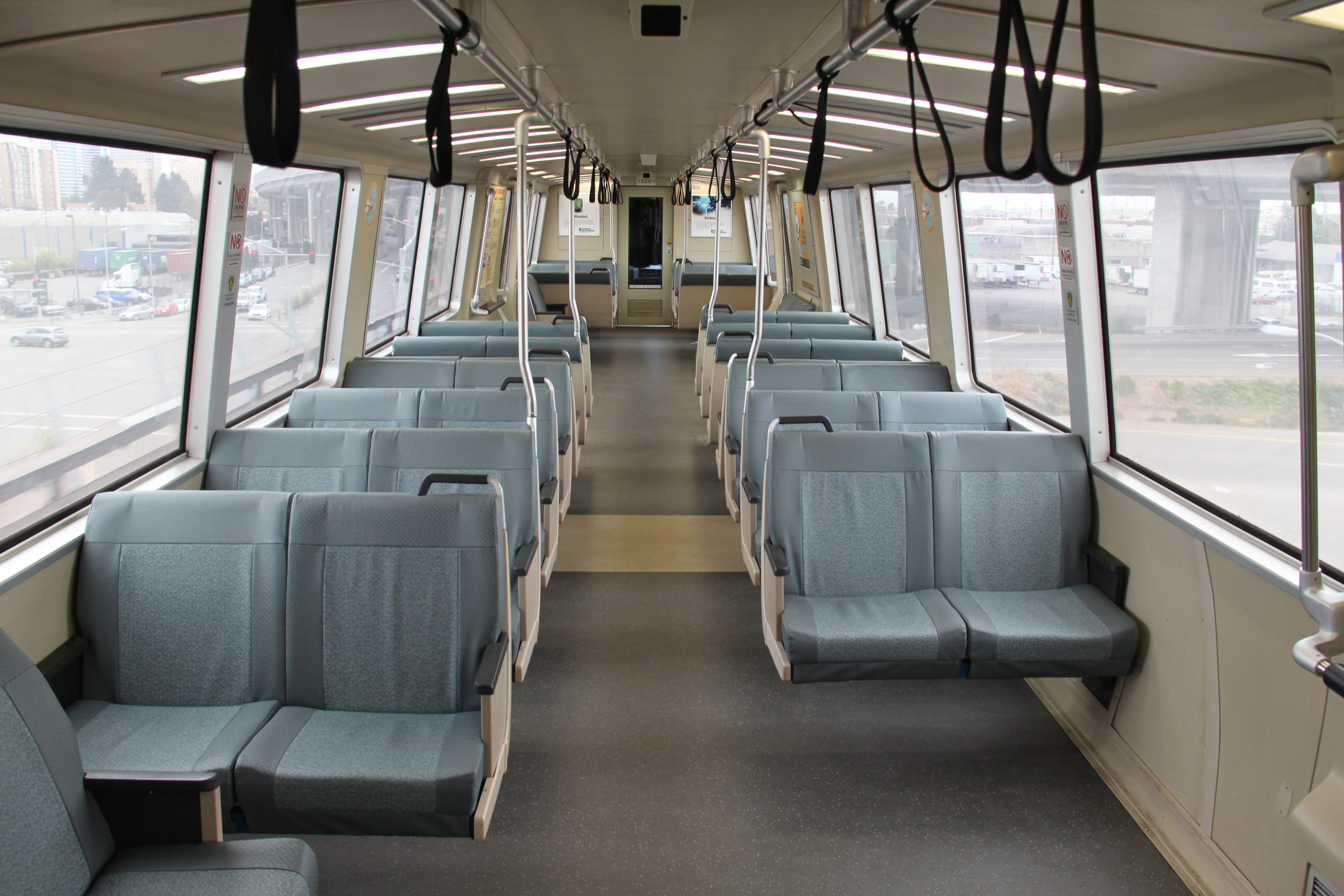 bart, car, interior, train, transit, seating, empty, commute