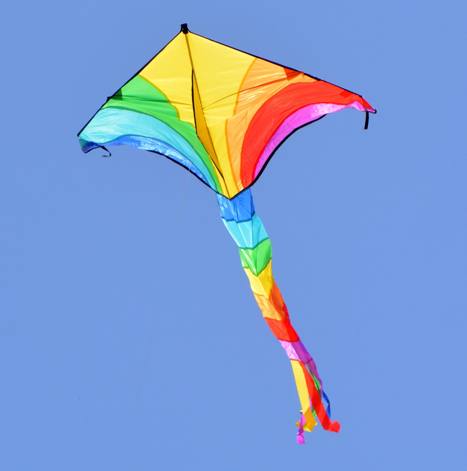 multicolored kite in air, aviator, wind kite, colors, holiday