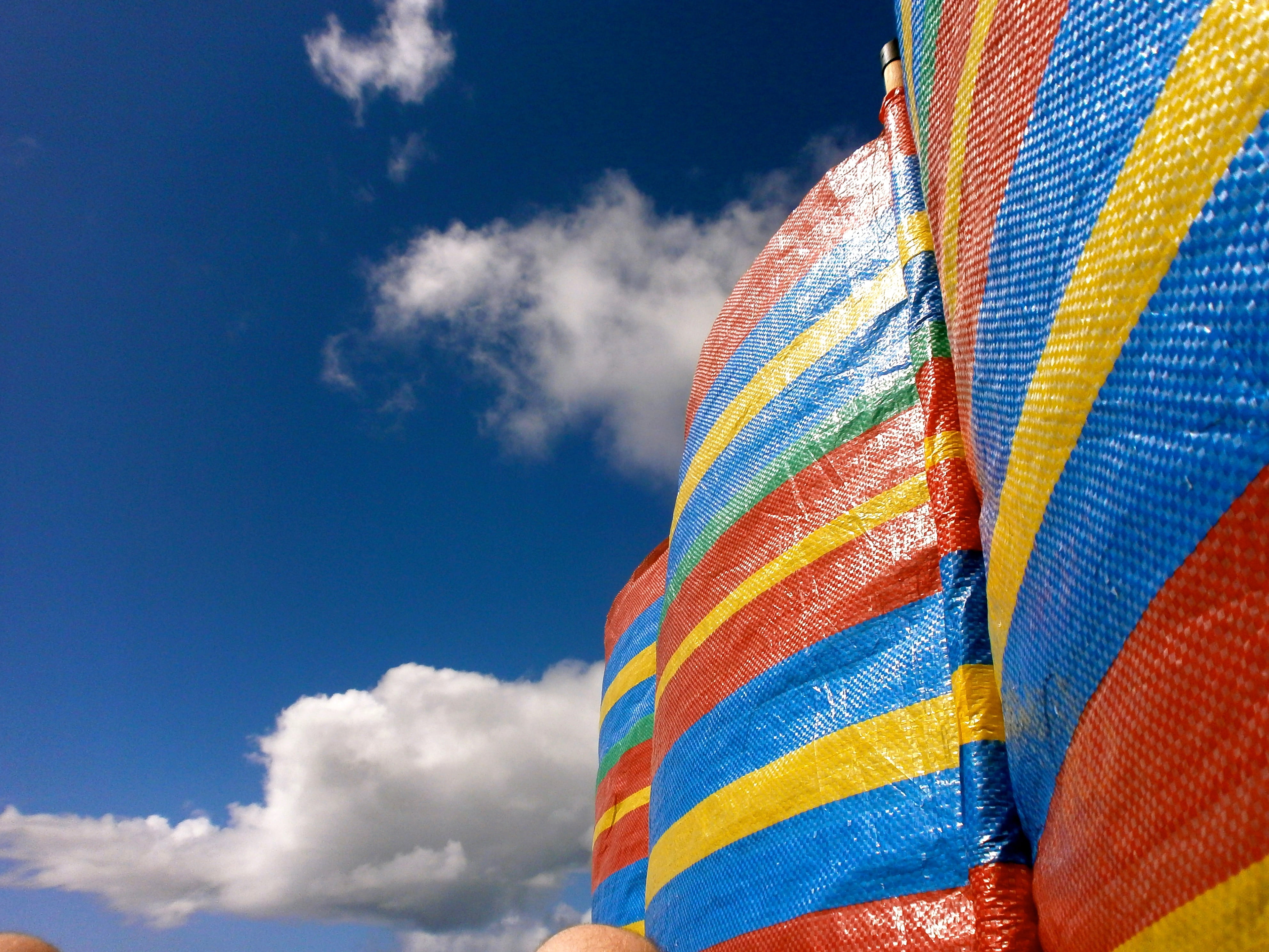 beach, windbreak, wind break, clouds, summer, multi colored