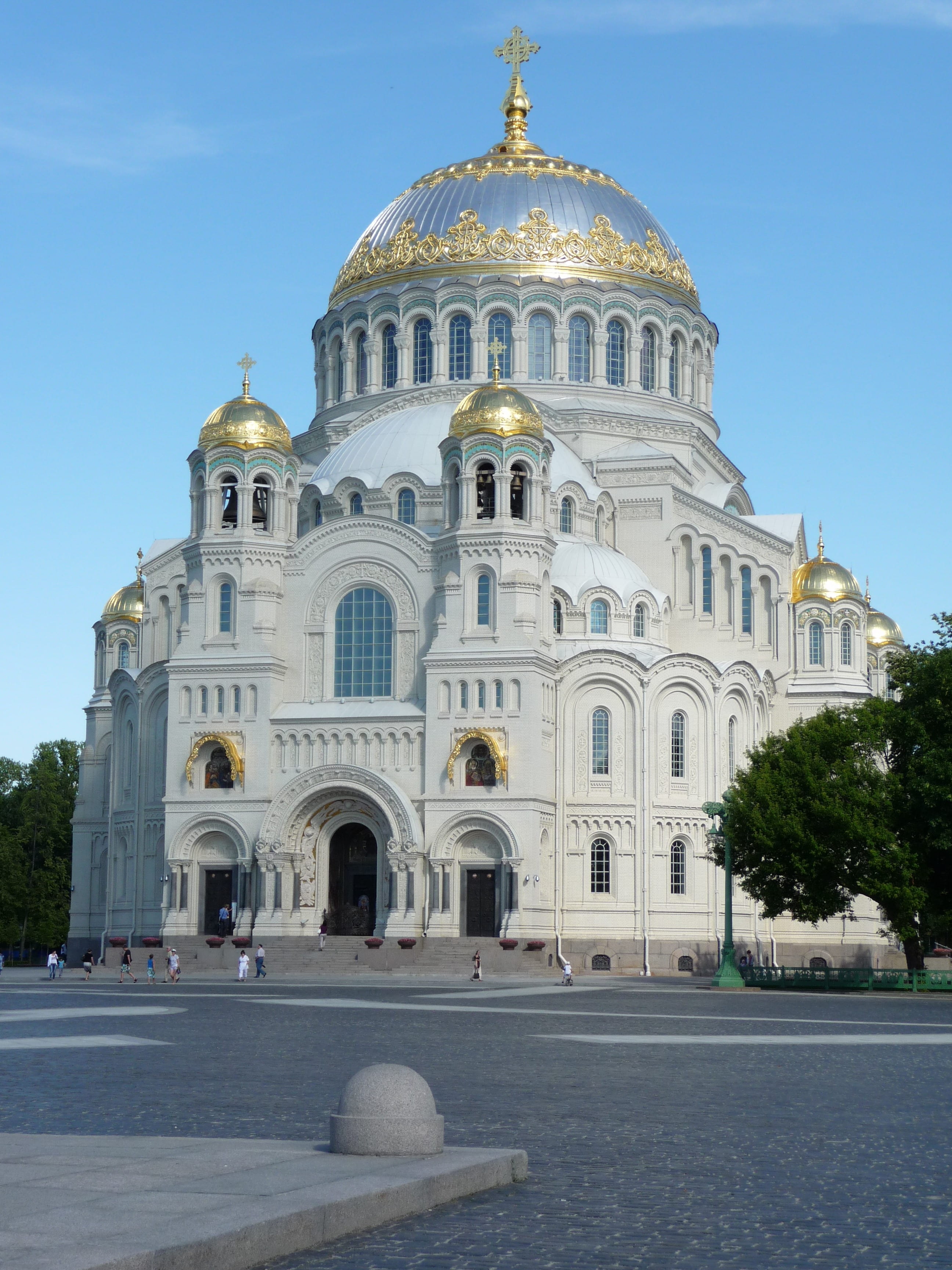 white and gold dome building near trees, st petersburg, kronshtadt