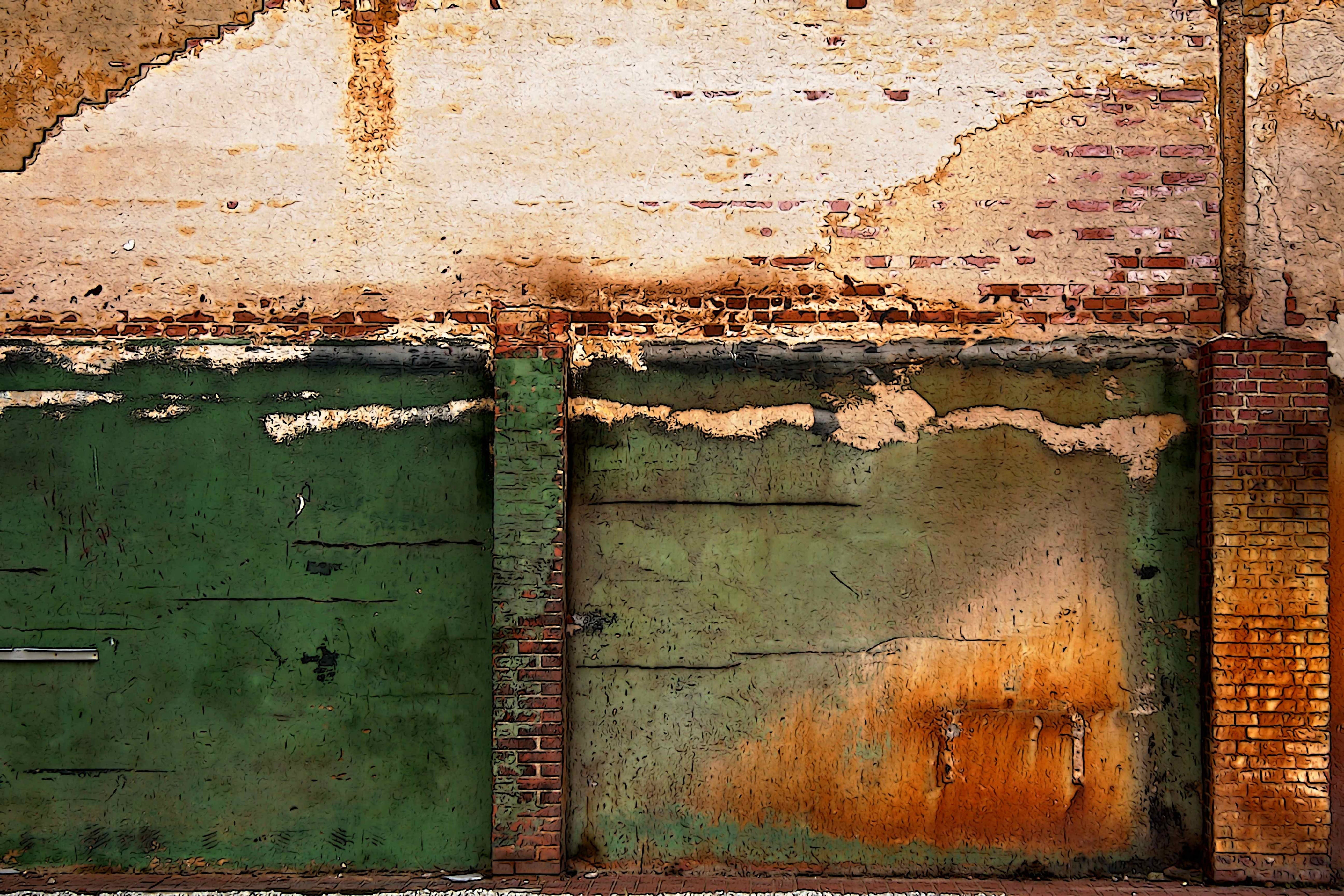 factory, wall, facade, background, weathered, old, built structure