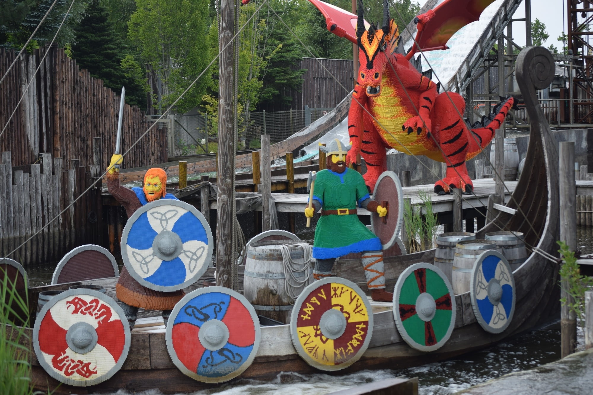 lego, legoland, denmark, billund, viking ship, multi colored