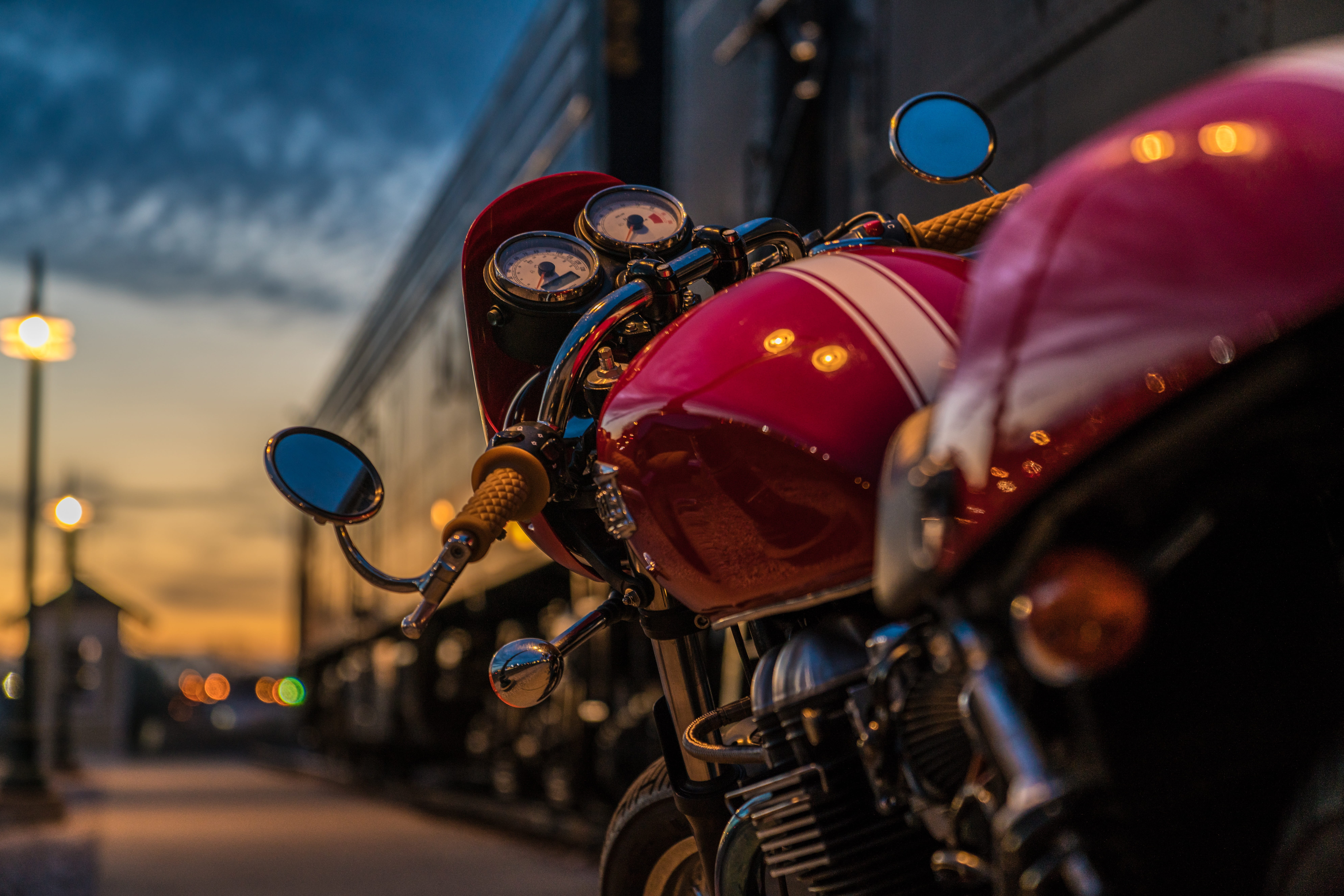 selective focus photography of red motorcycle, gray, standard motorcycle