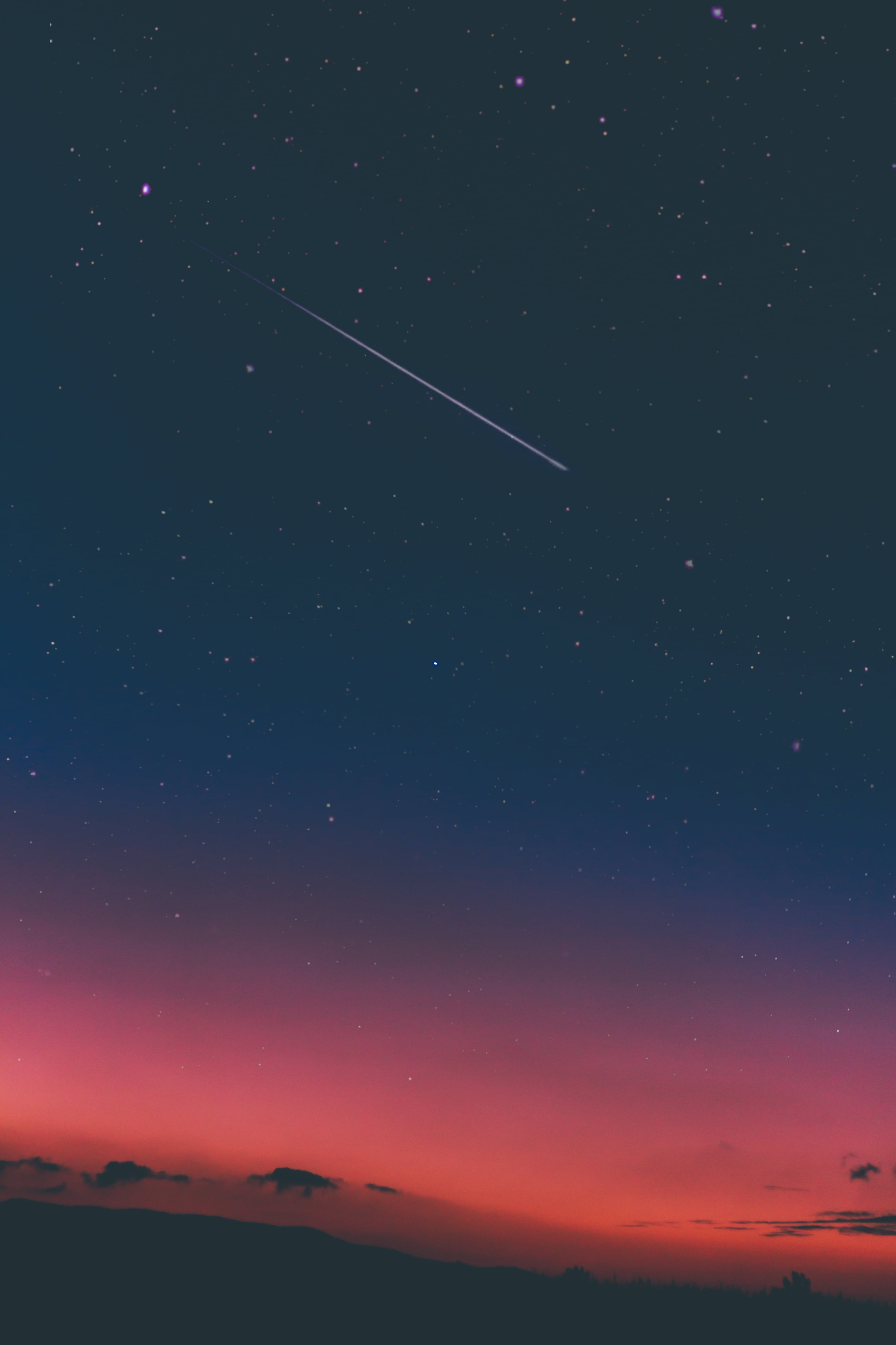 photo of shooting star on top of mountain, highland, cloud, sky