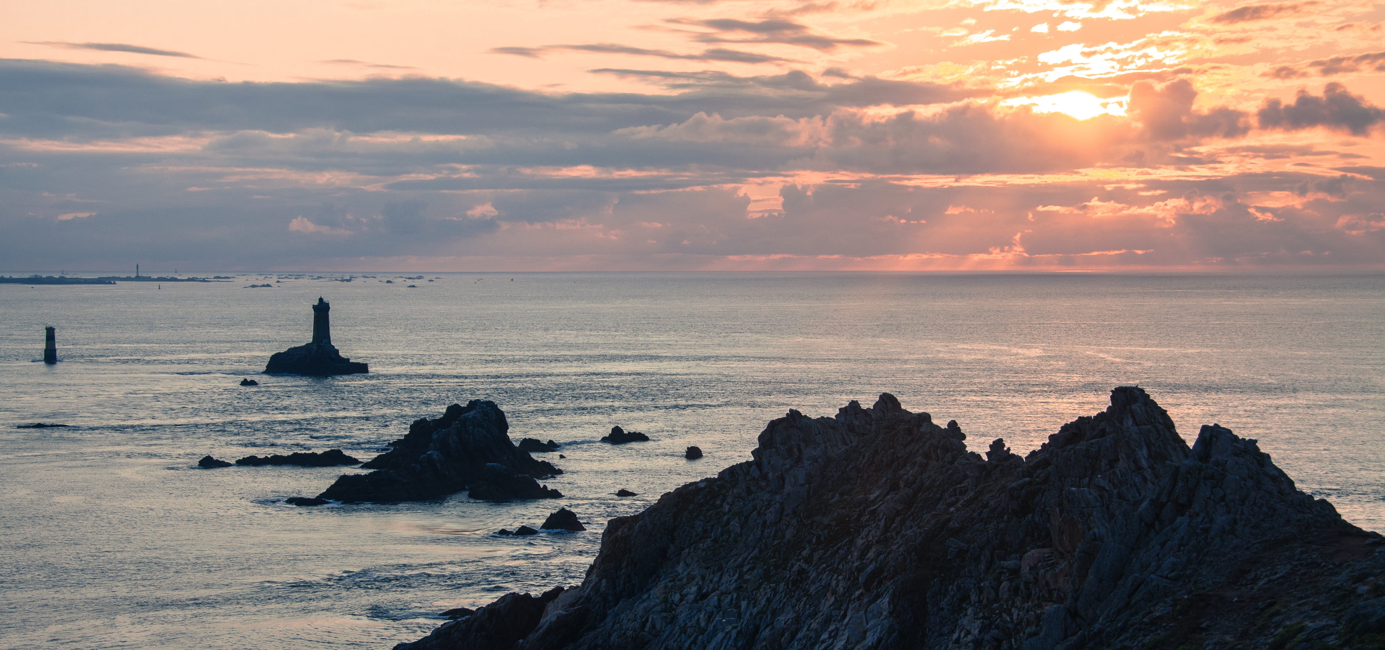 sea, sunset, cloud, sky, water, rock, rock - object, solid