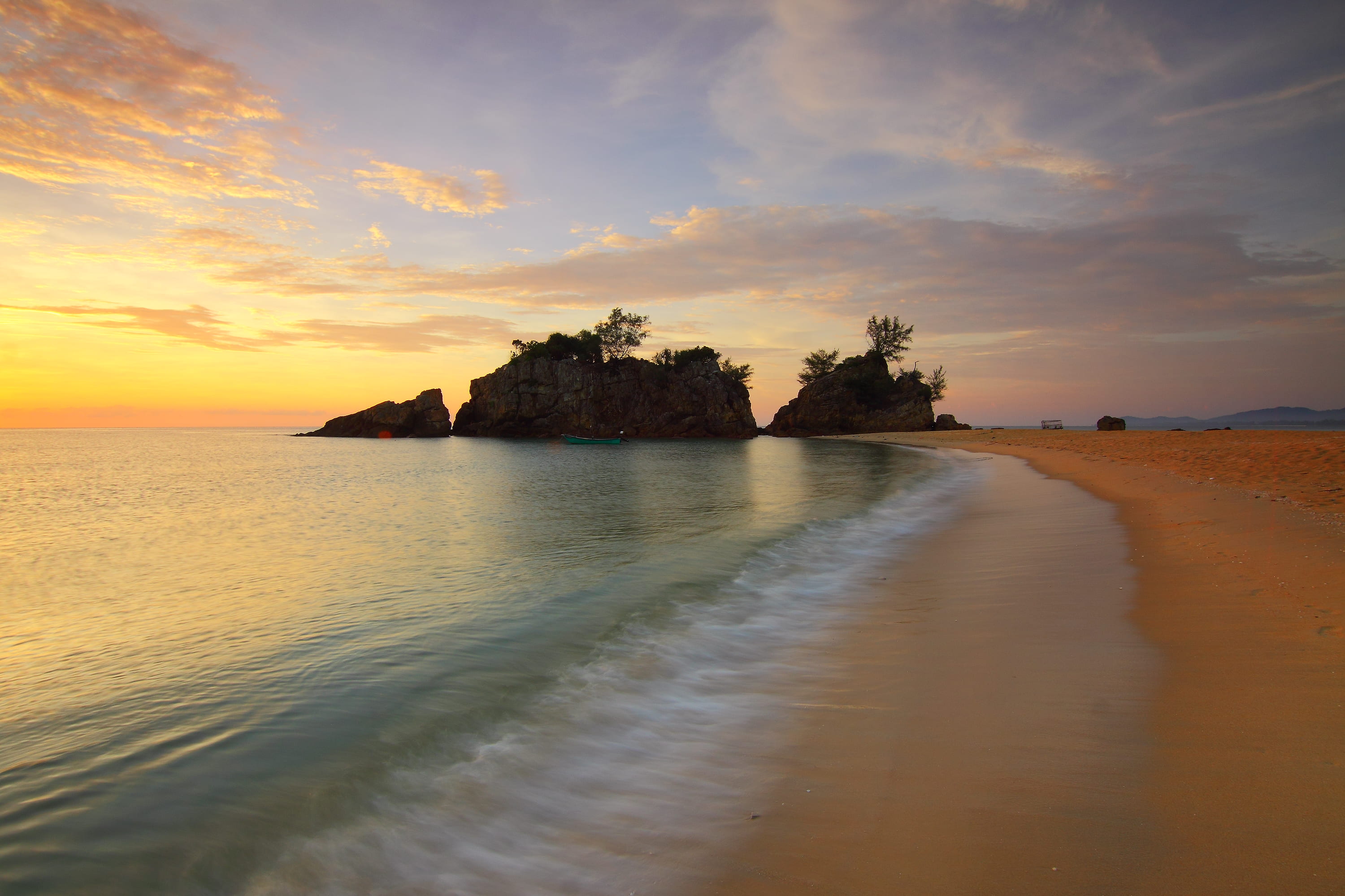sea, dawn, nature, sky, calm, cliffs, clouds, coast, dramatic