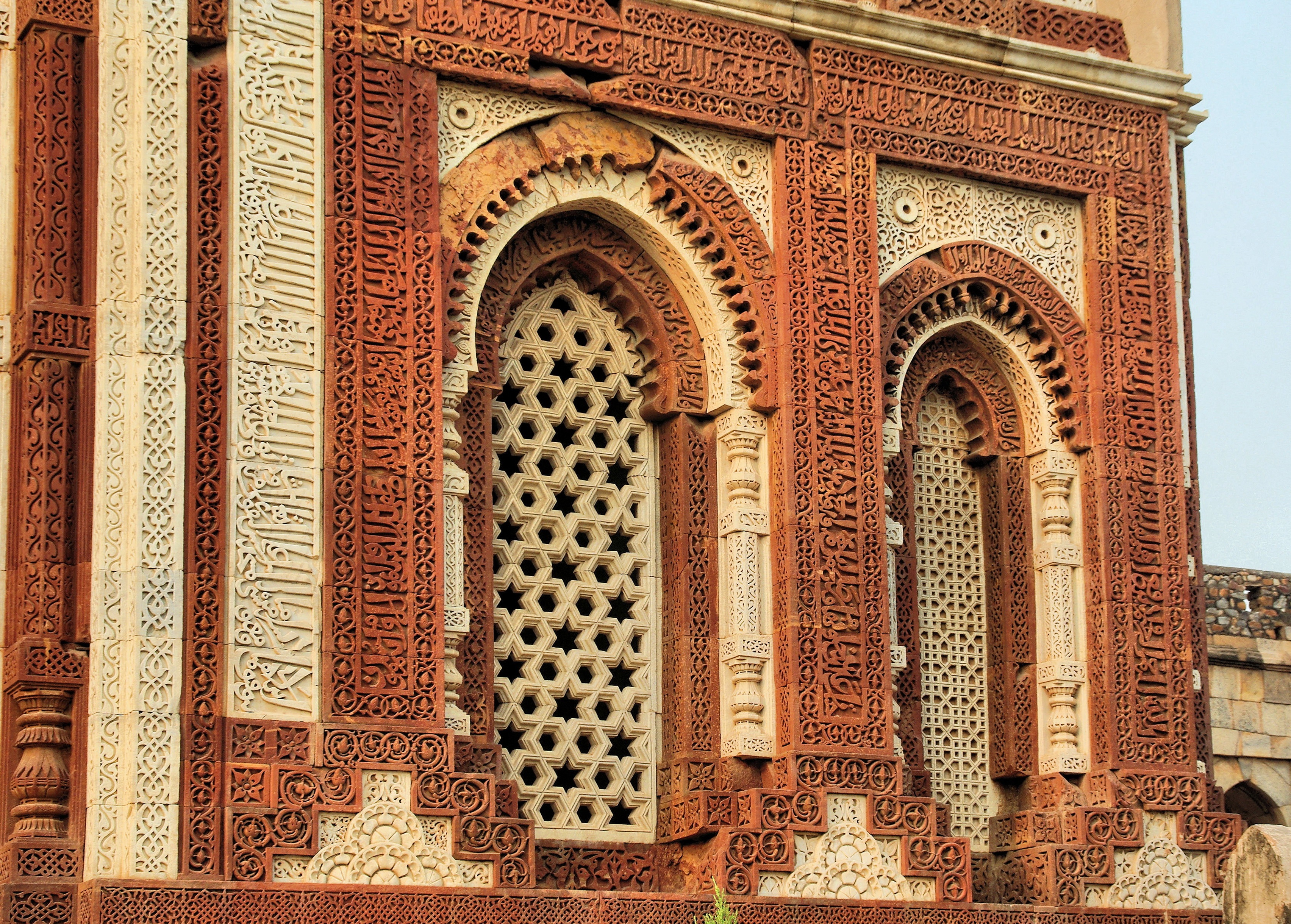 delhi, mosque, great mughal, facades, sculptures, sandstone