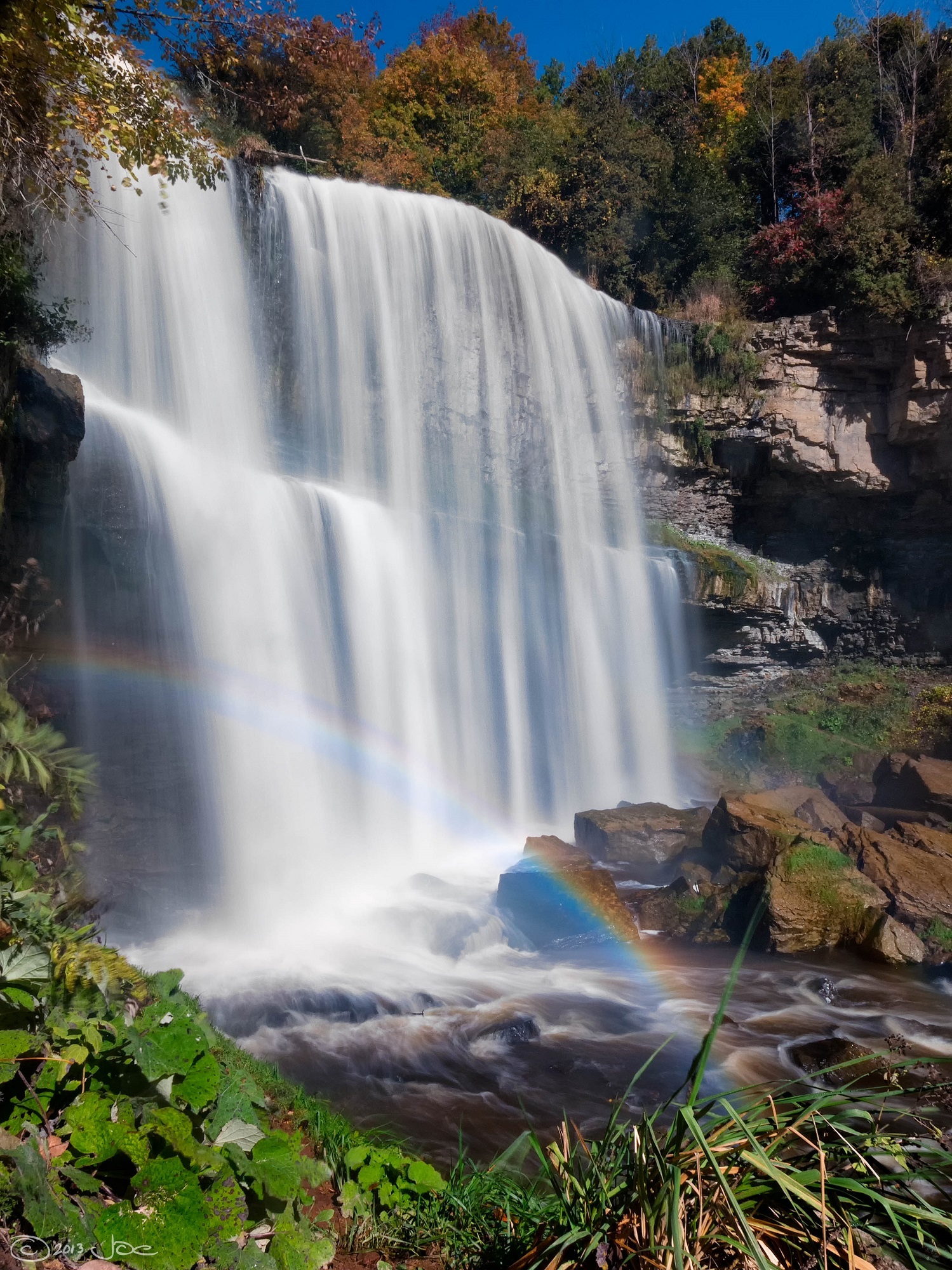 websters falls, waterfall, cascade, escarpment, rocks, stream