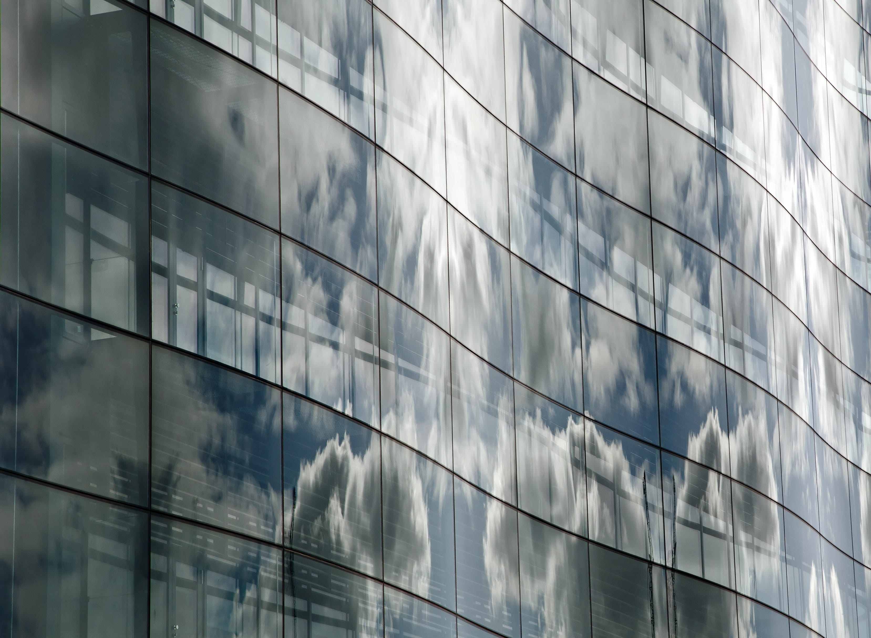 Windows, Reflection, Clouds, Glass, office, architecture, building