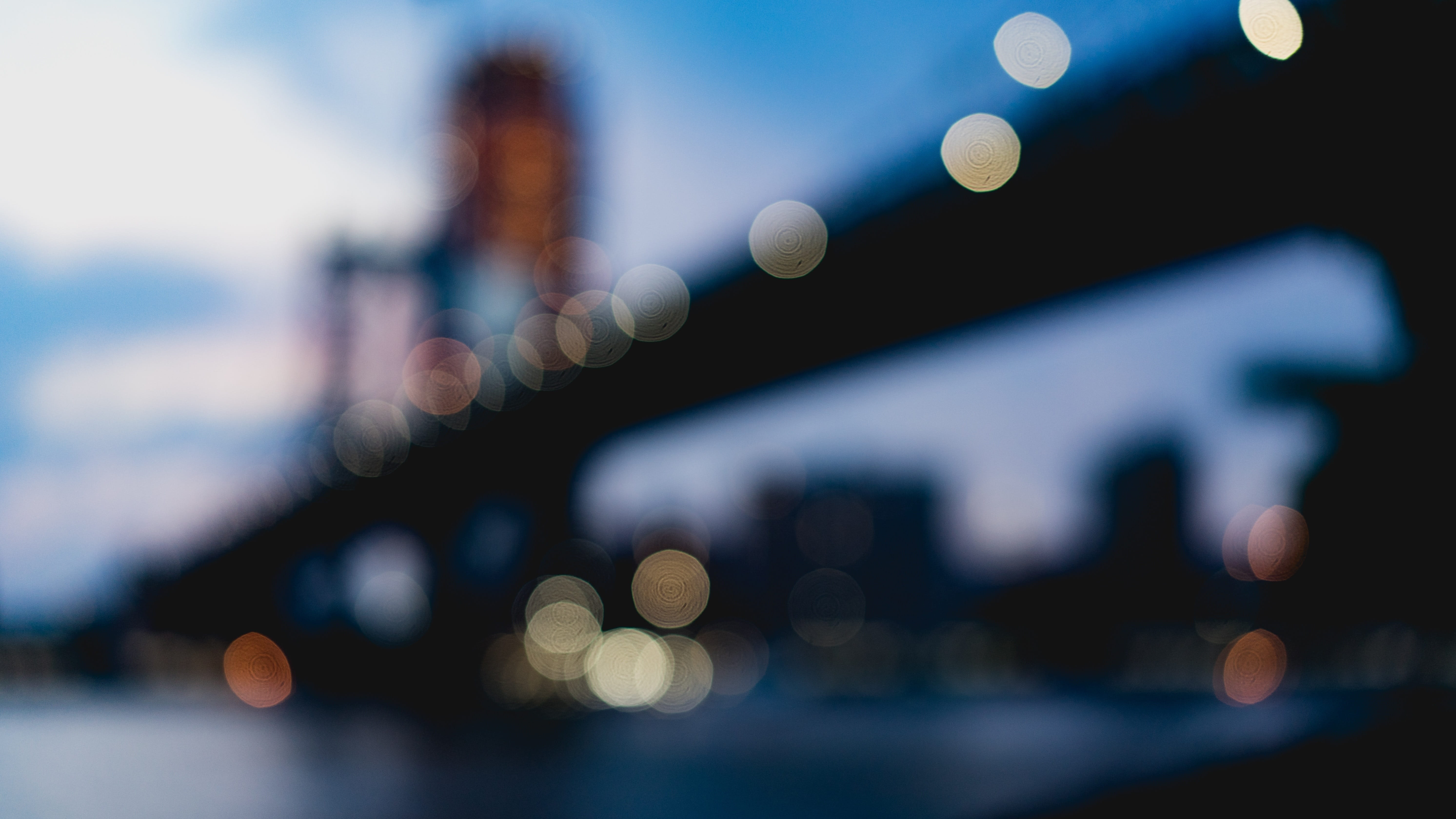 bridge, infrastructure, blur, defocused, illuminated, night