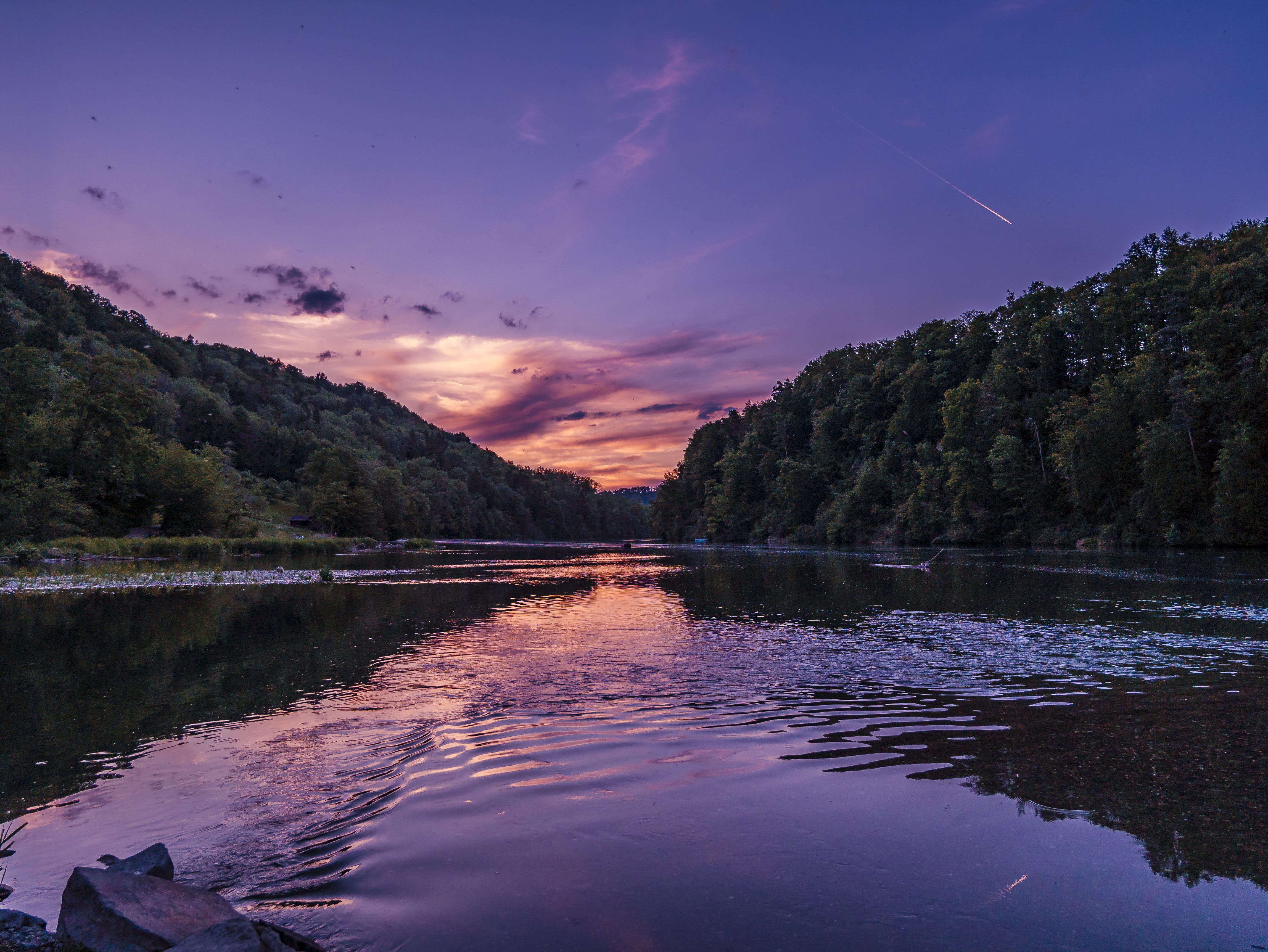 Sunset, Twilight, abendstimmung, evening sky, river, reflection