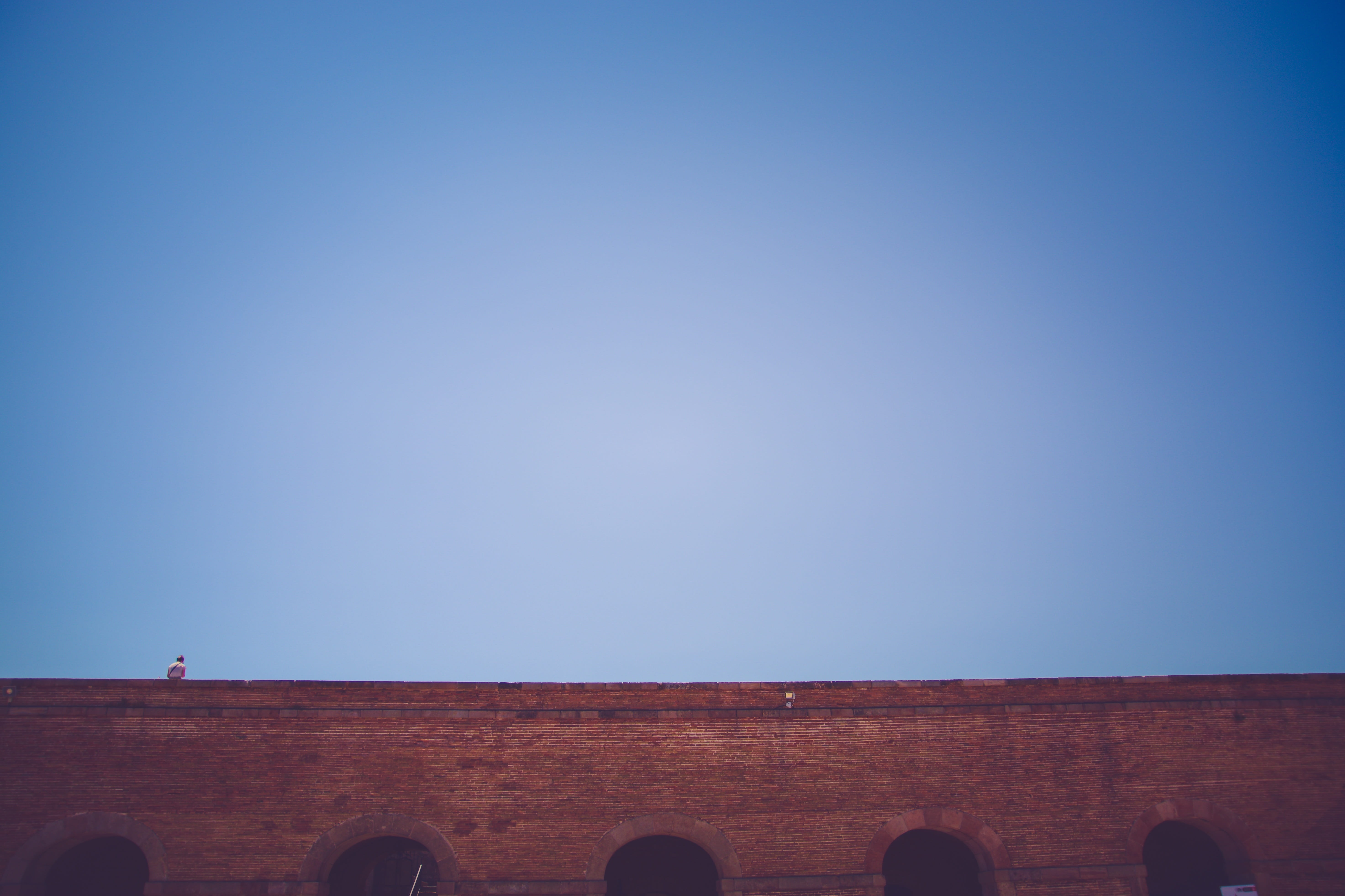 bridge, bricks, blue, sky, architecture, copy space, clear sky