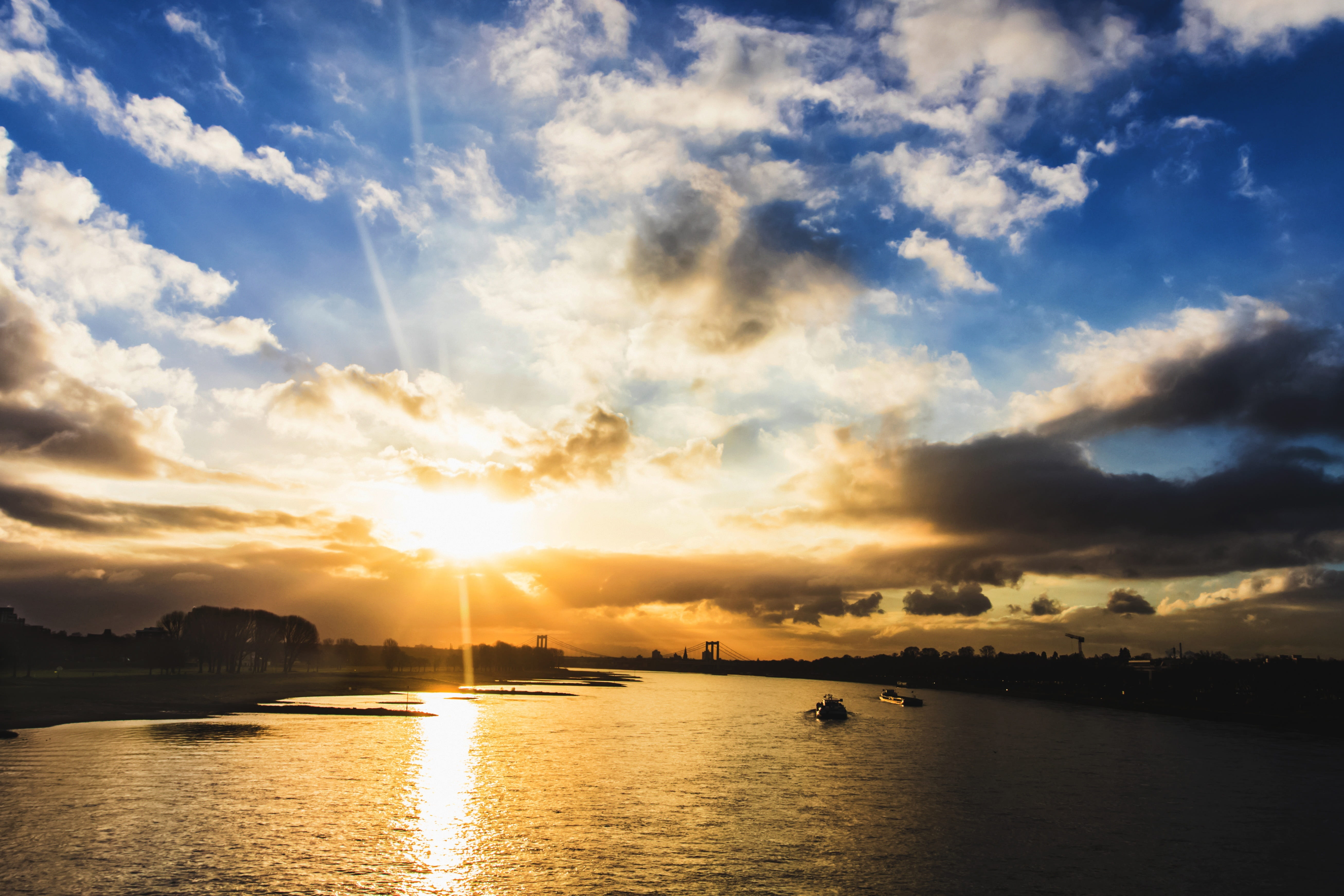 sunset, dusk, sky, clouds, water, river, cloud - sky, scenics - nature
