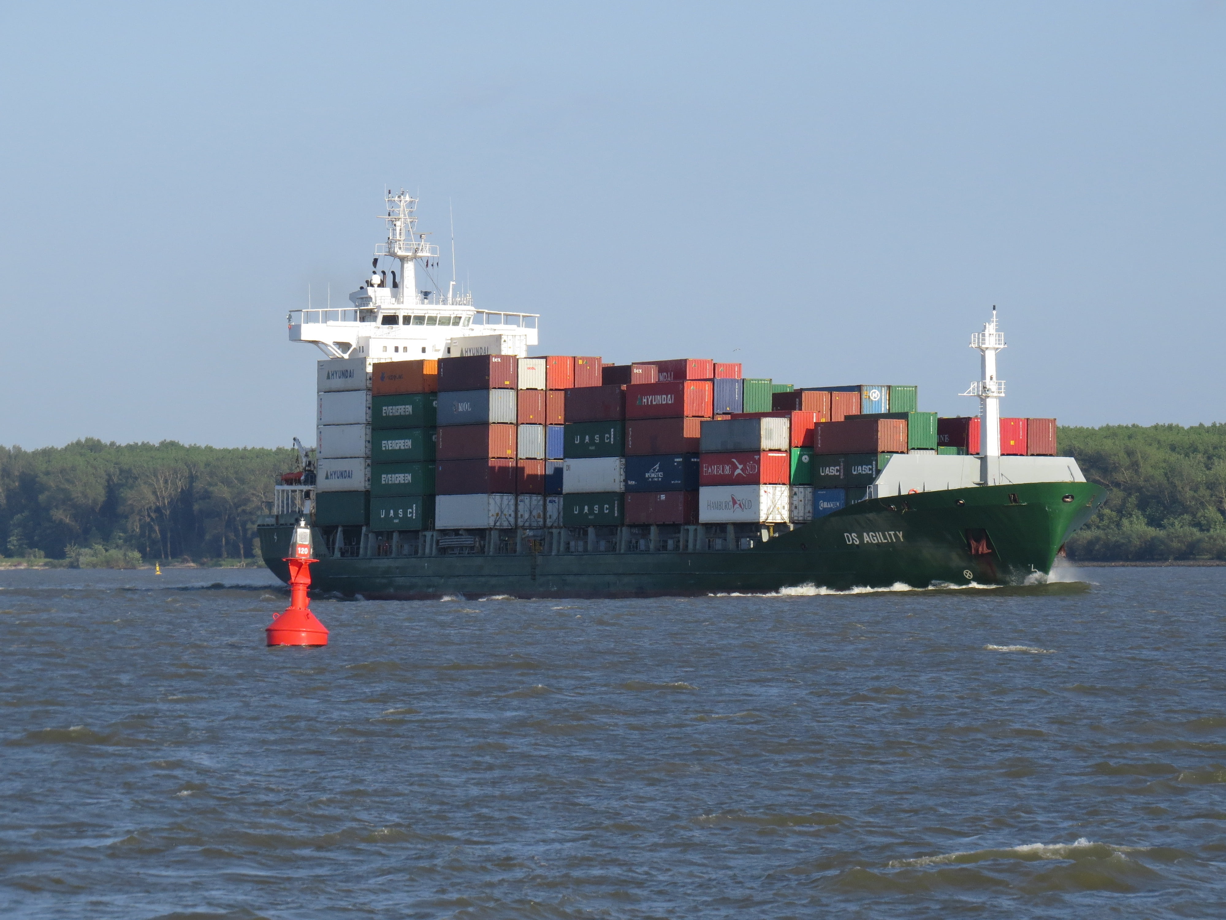 ship, container, elbe, seafaring, port, container ship, shipping