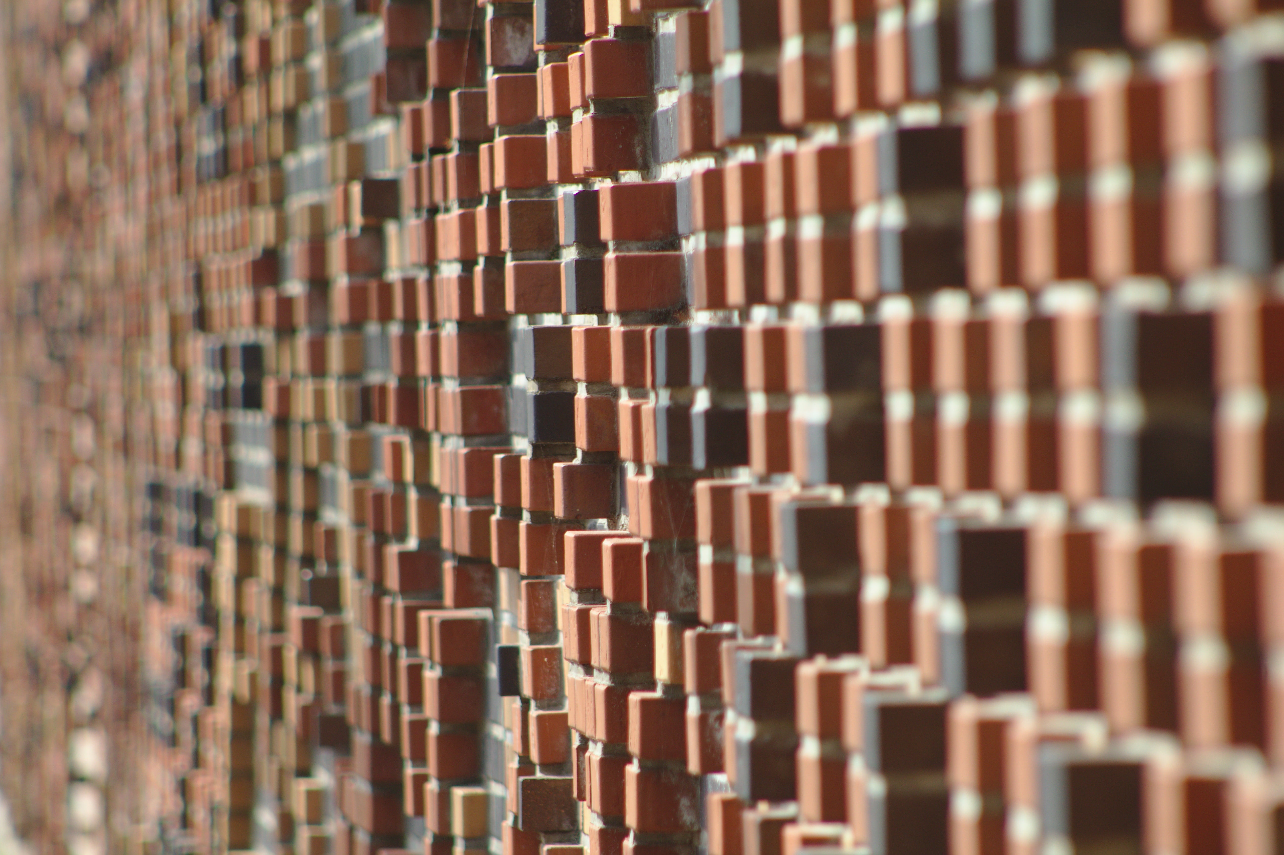 bricks, wall, mosaic, brick wall, pattern, backgrounds, full frame