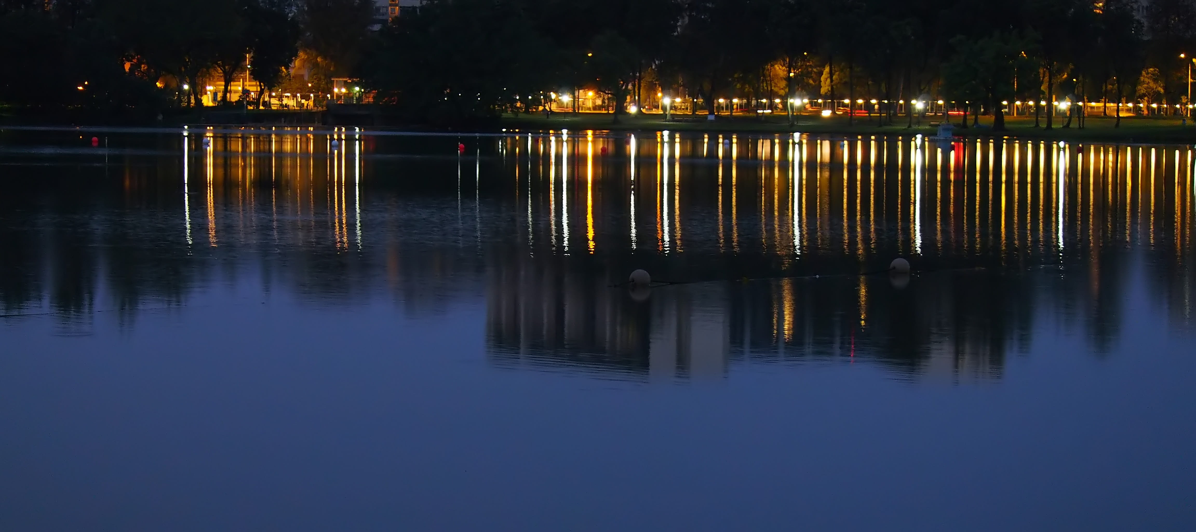 reflection, water, dawn, sunset, evening, panoramic, panorama