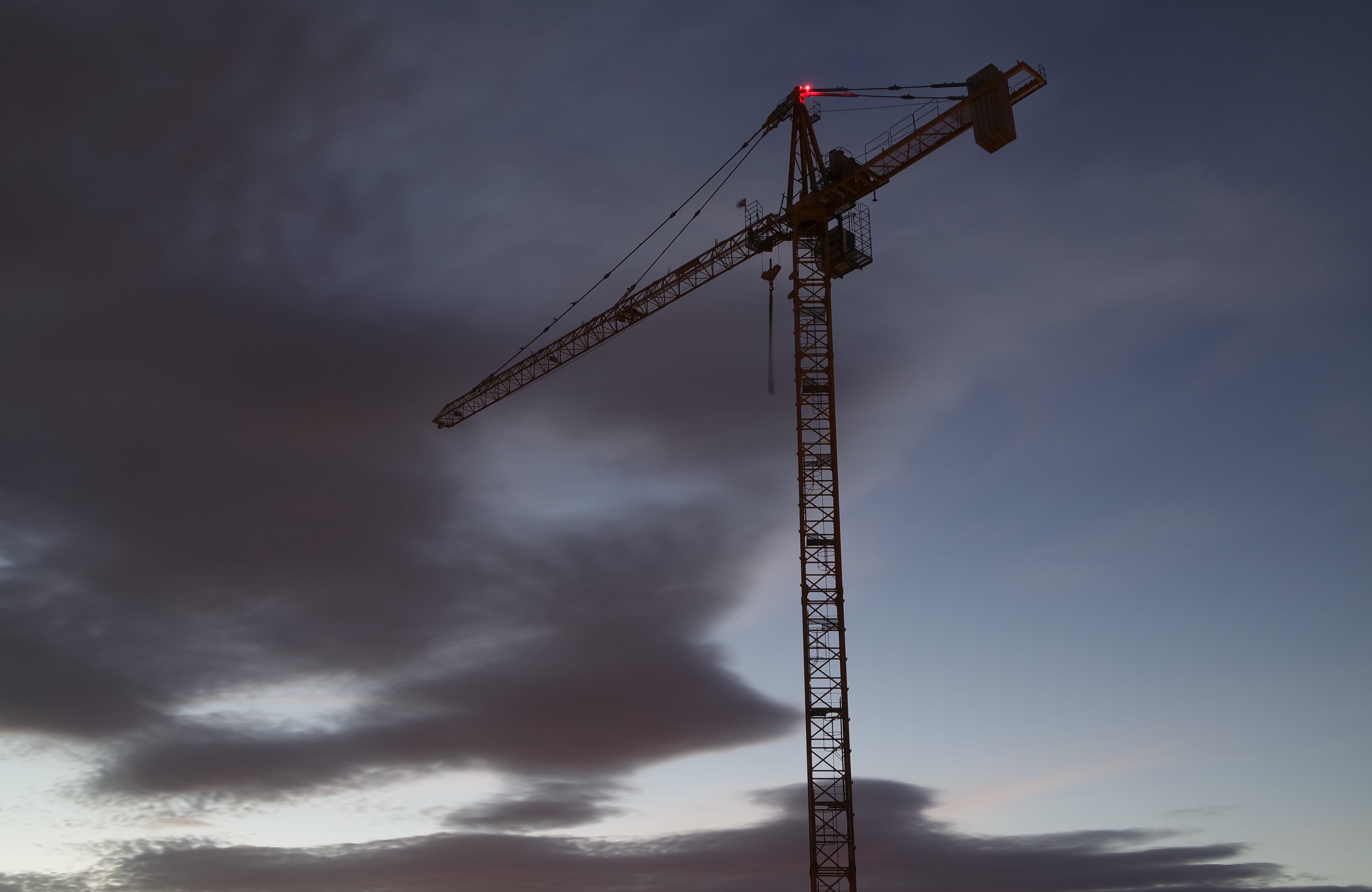 clouds, construction, crane, sky, cloud - sky, crane - construction machinery