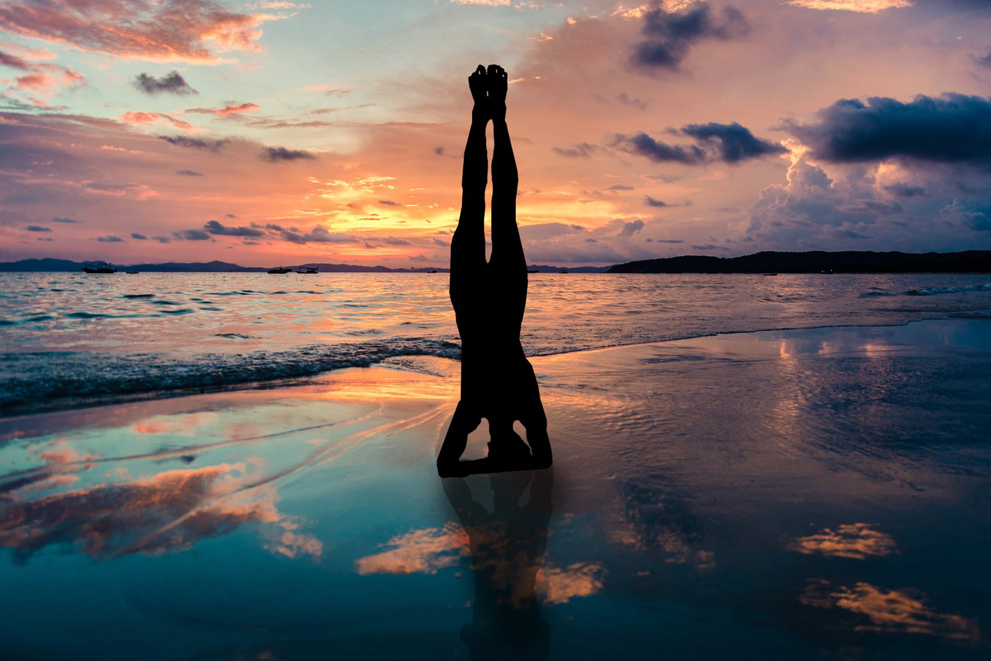 Yoga on beach, people, health, meditation, sunset, sea, nature