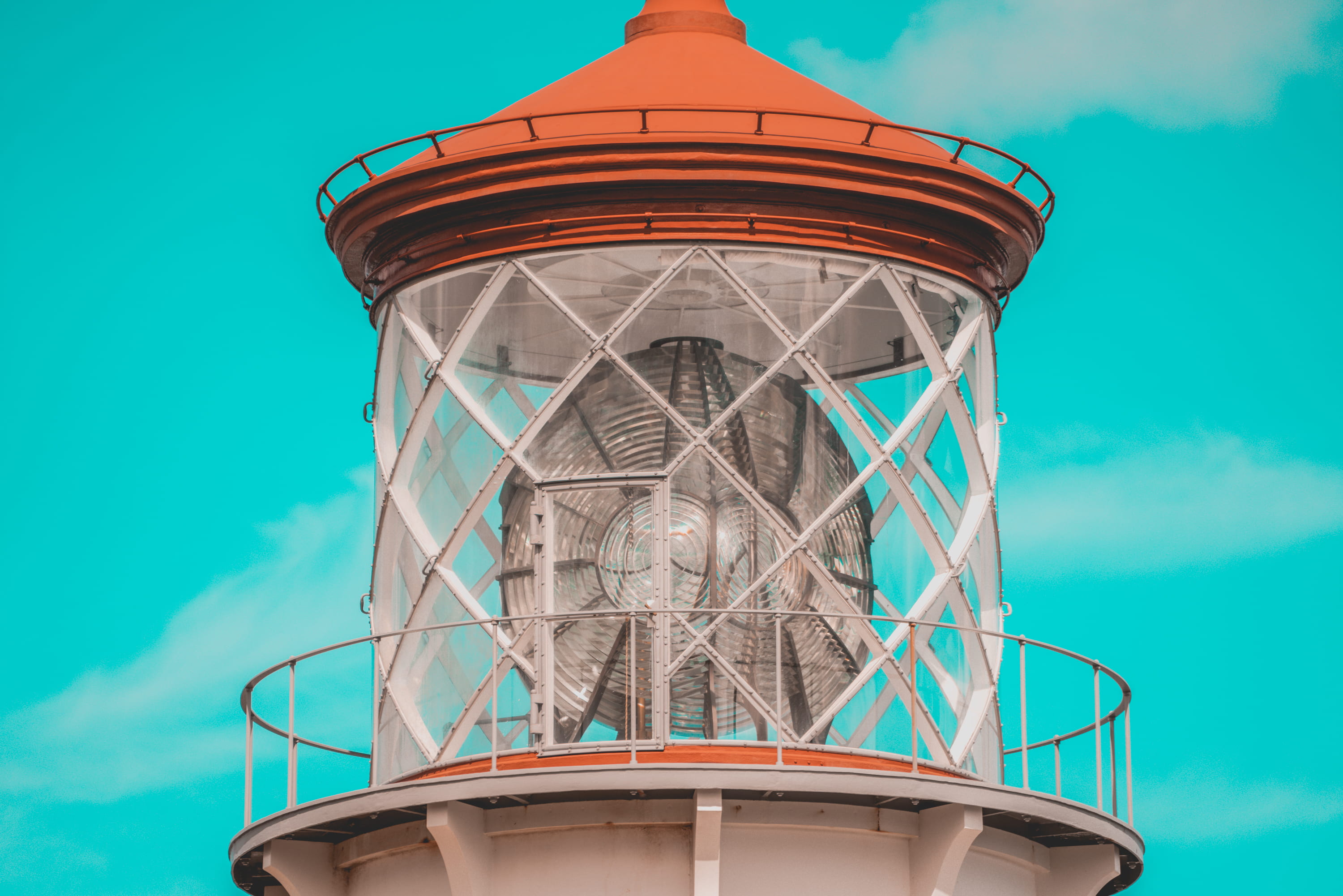 white and orange lighthouse, orange and white lighthouse, structure
