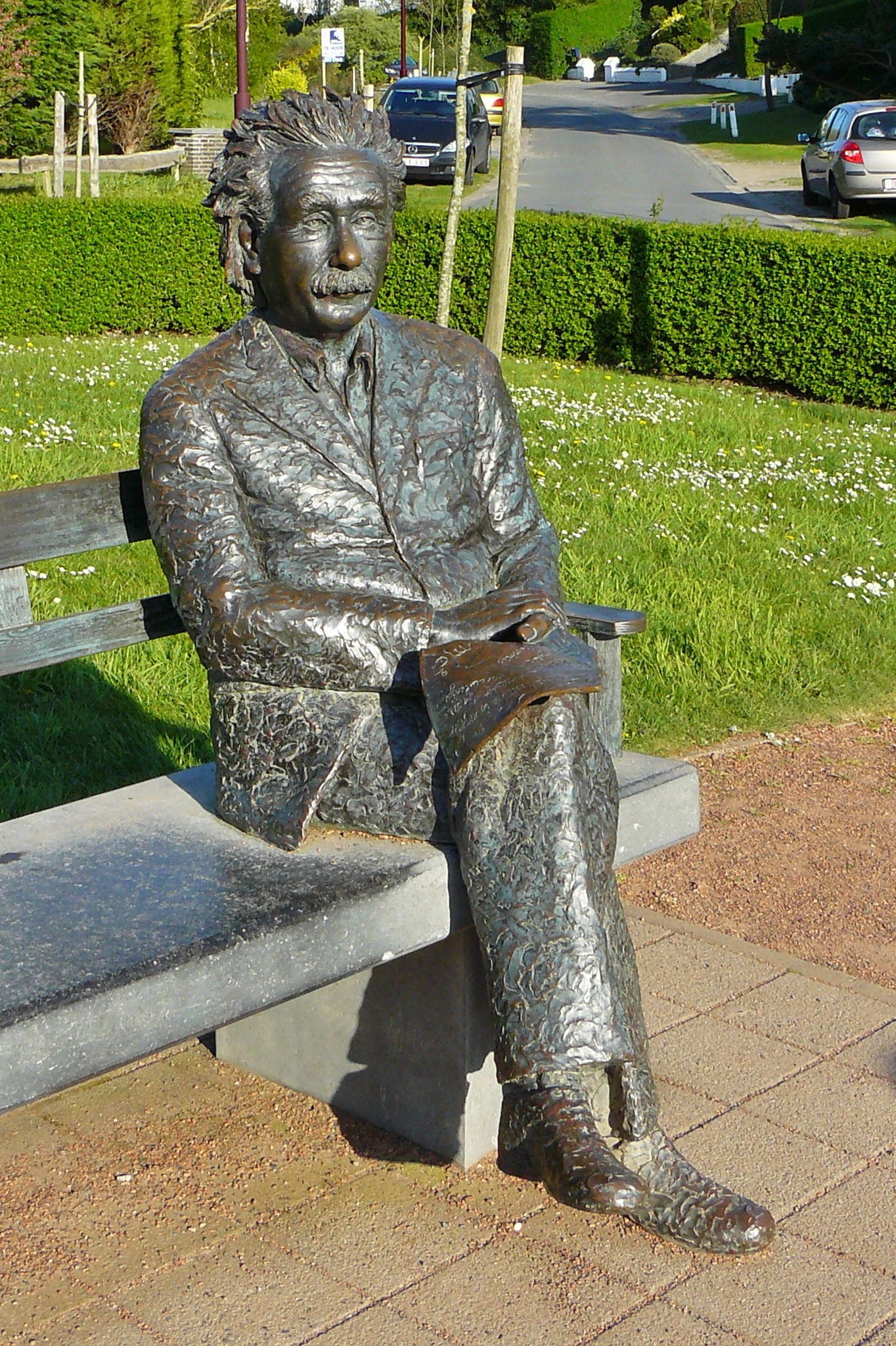 man sitting on the bench, albert einstein, scientists, genius