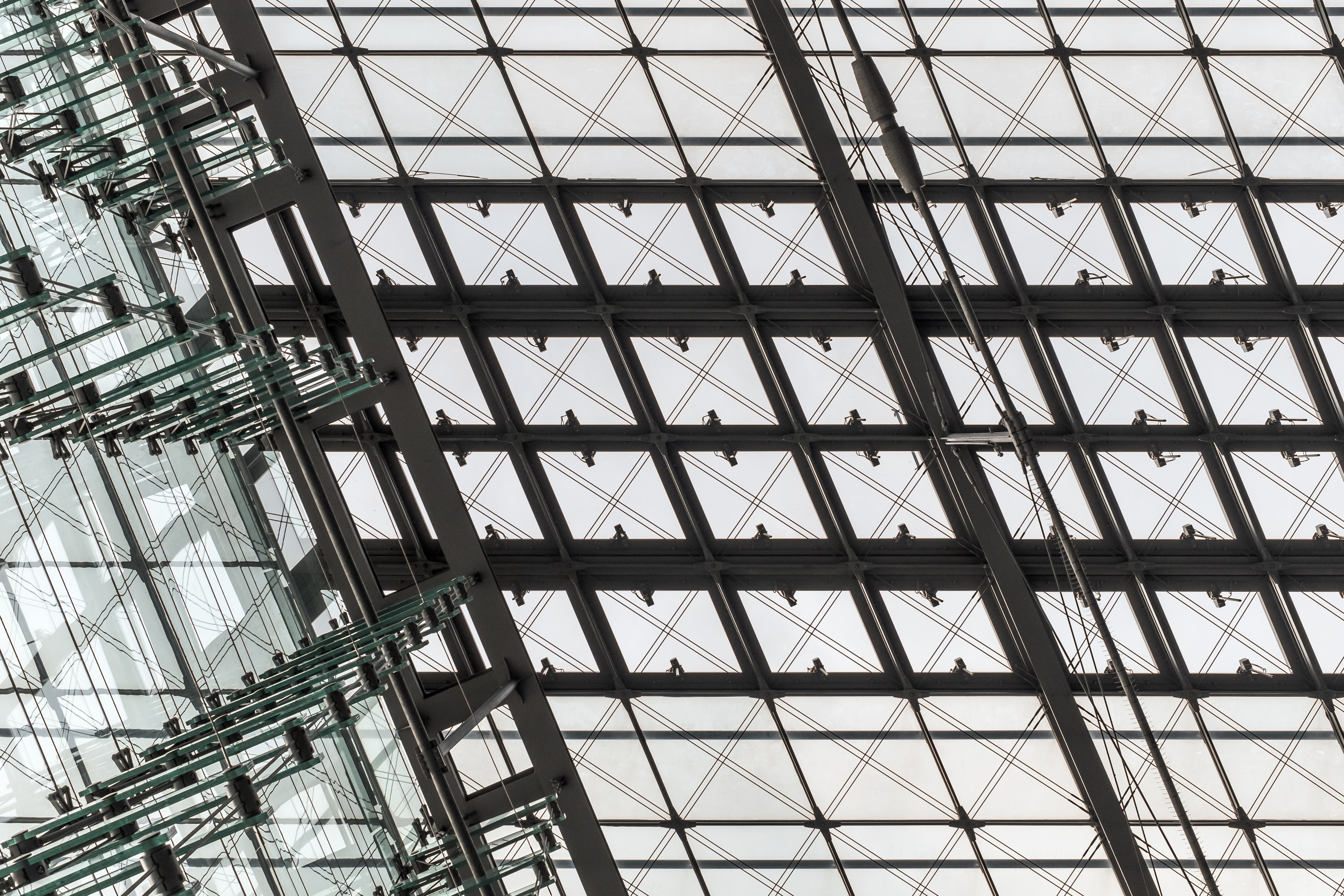 glass, windows, ceiling, building, architecture, design, beams