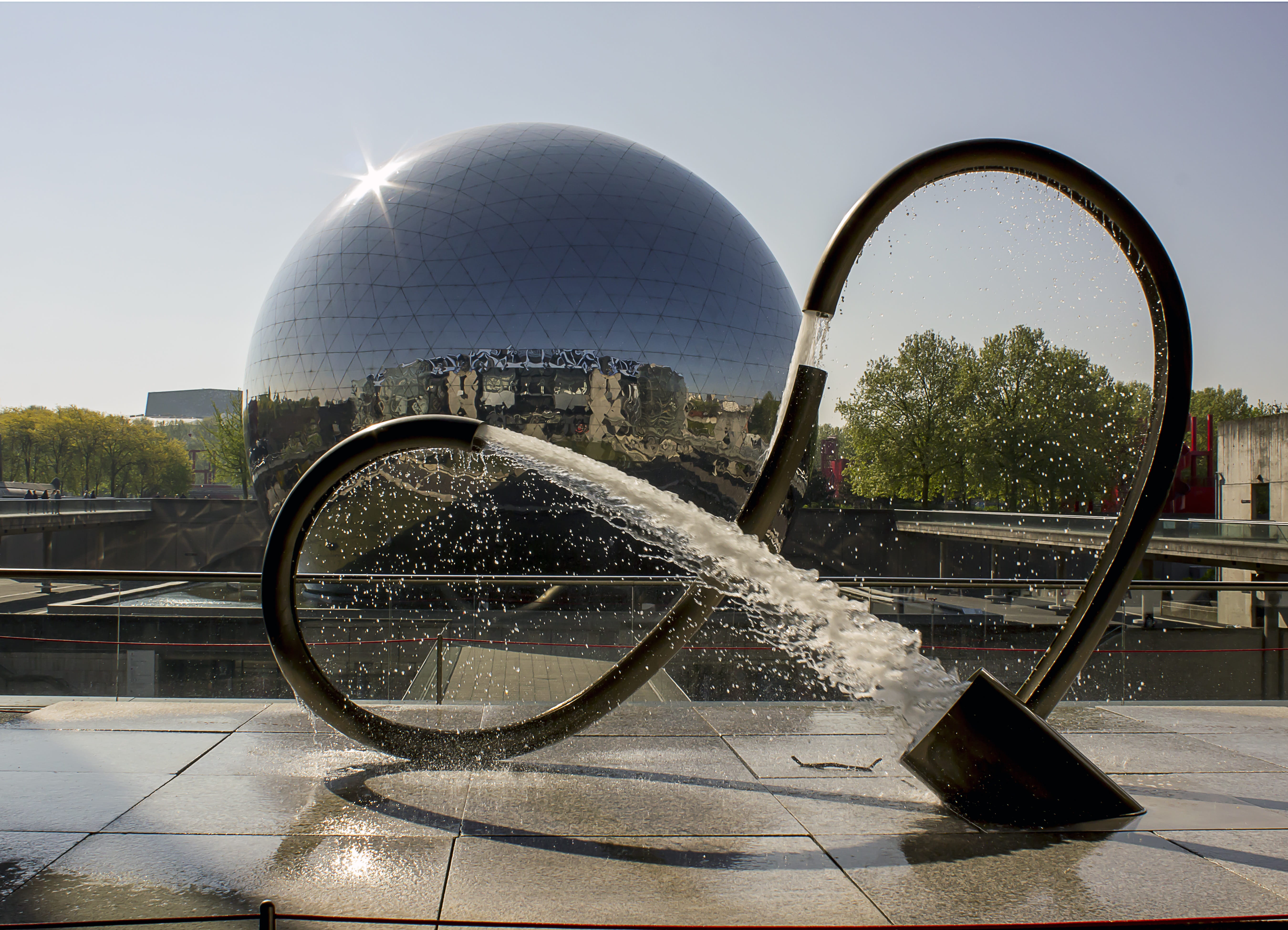 Water, Composition, Sphere, Reflection, architecture, sky, clouds