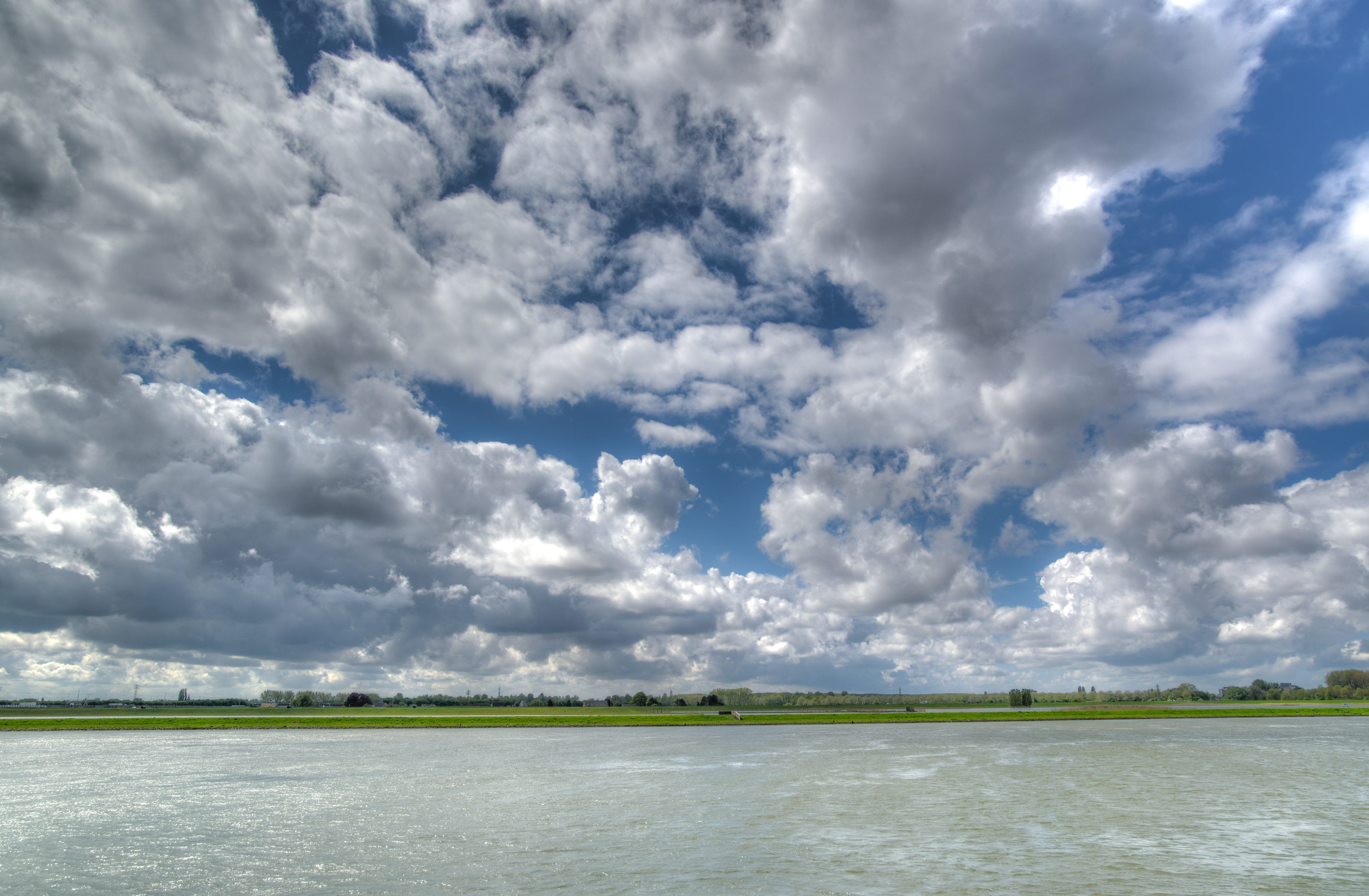 nature, panoramic, summer, cloud, sky, river, netherlands, cloudscape