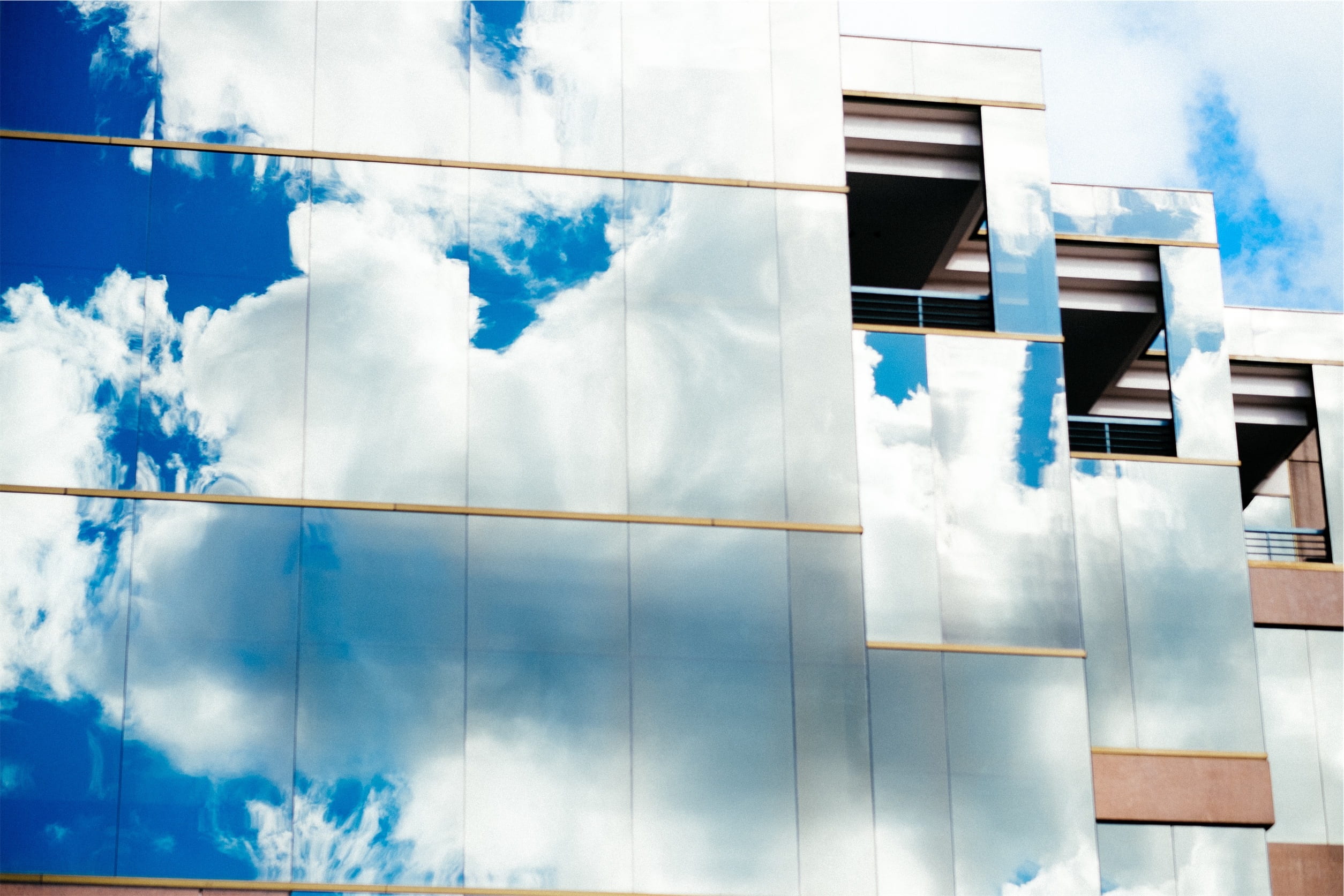 building, windows, reflection, clouds, sky, cloud - sky, architecture