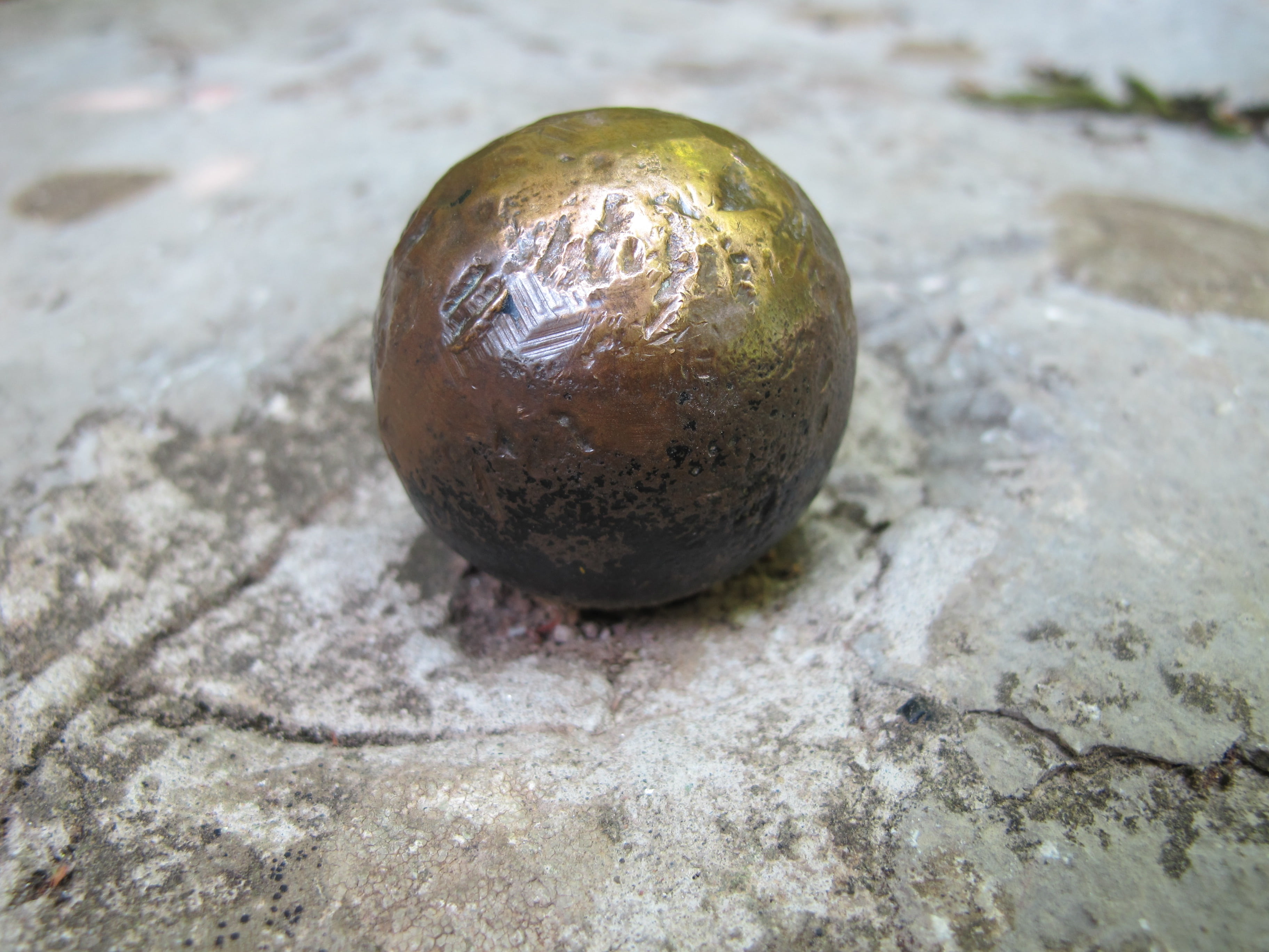 ball, brass, sculpture, close-up, solid, no people, single object