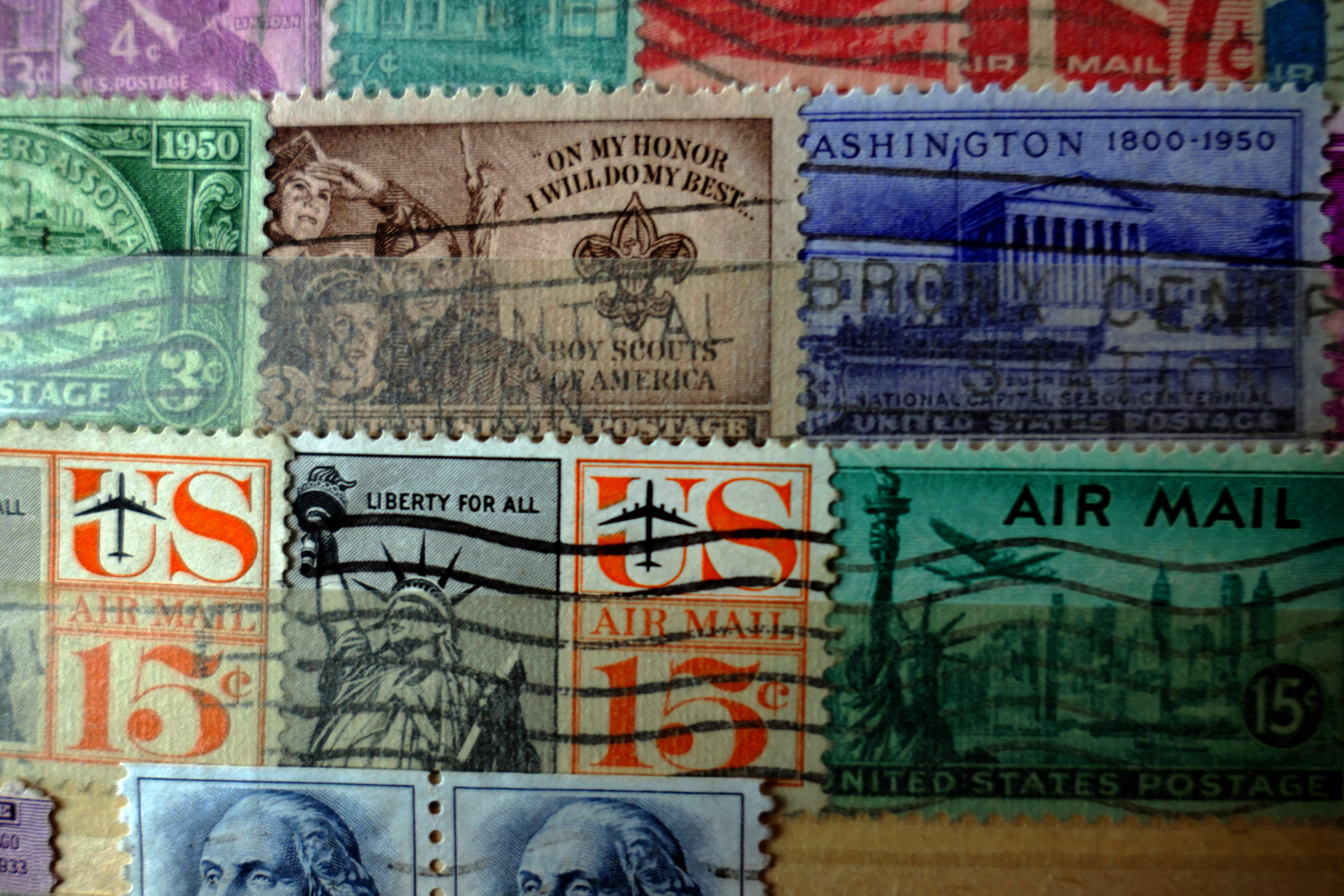 postage stamps, old, paper, collection, letters, communication